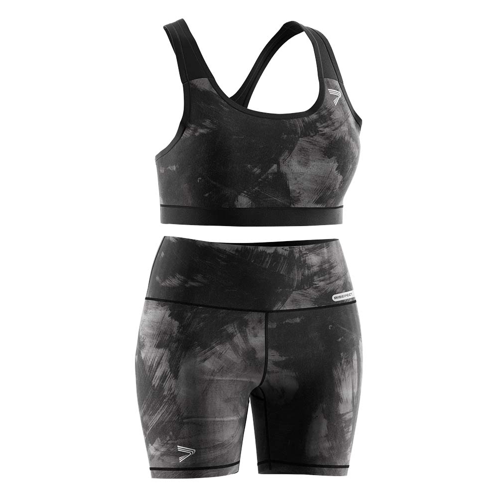 
                Rise active compression sets wholesale bra and shorts black camouflage