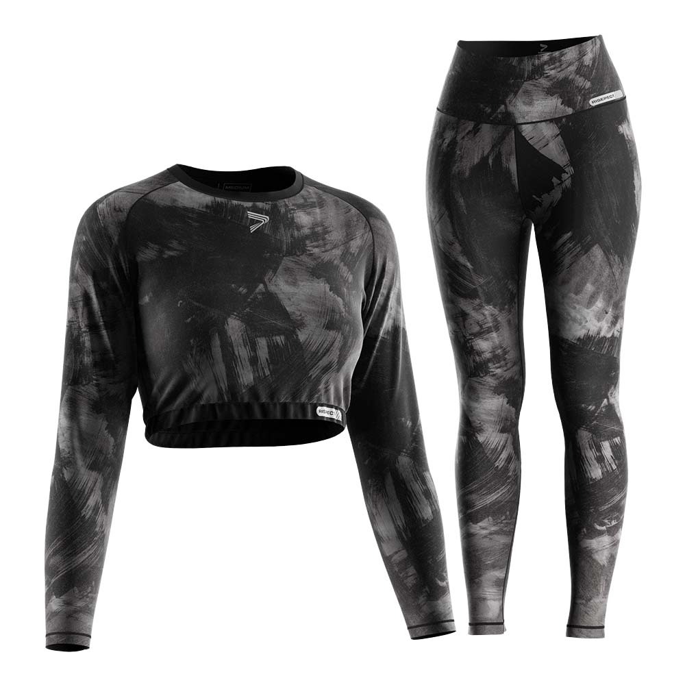 
                Rise active compression sets wholesale ls crop shirt women leggings black camouflage