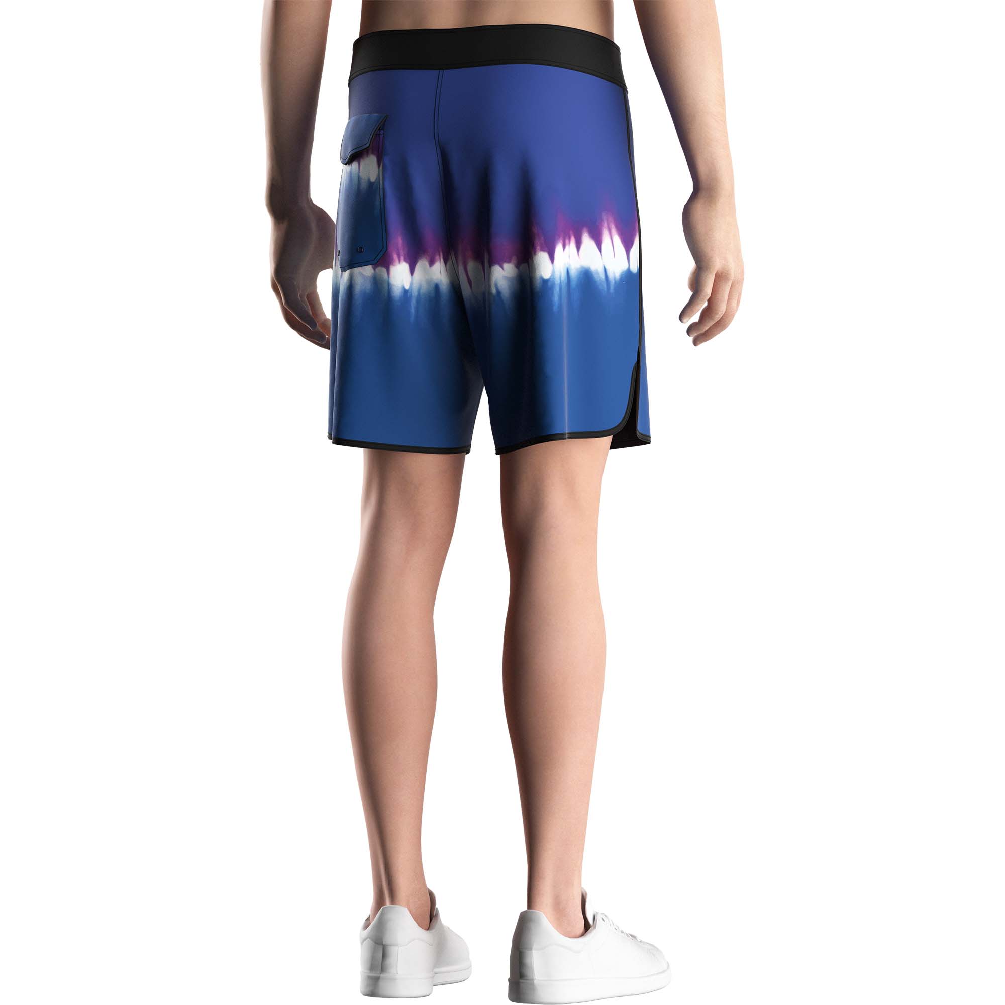 Men model in Rise swimwear board shorts 7 inch wholesale men psychedelic crazy back