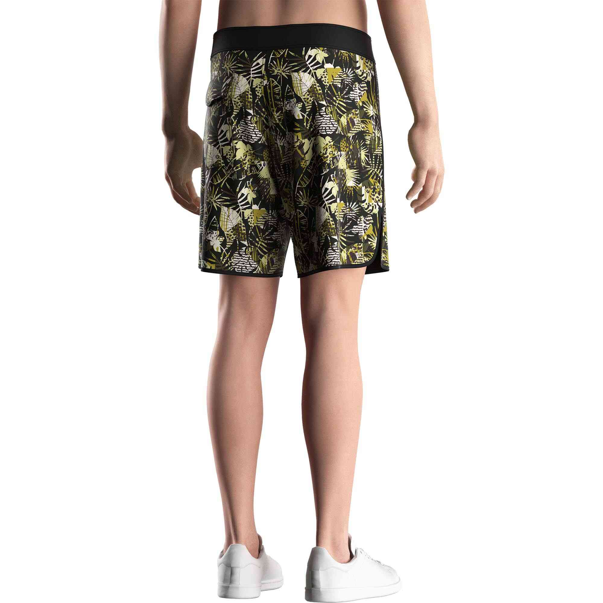 Men model in Rise swimwear 9 inch board shorts wholesale men tropical back