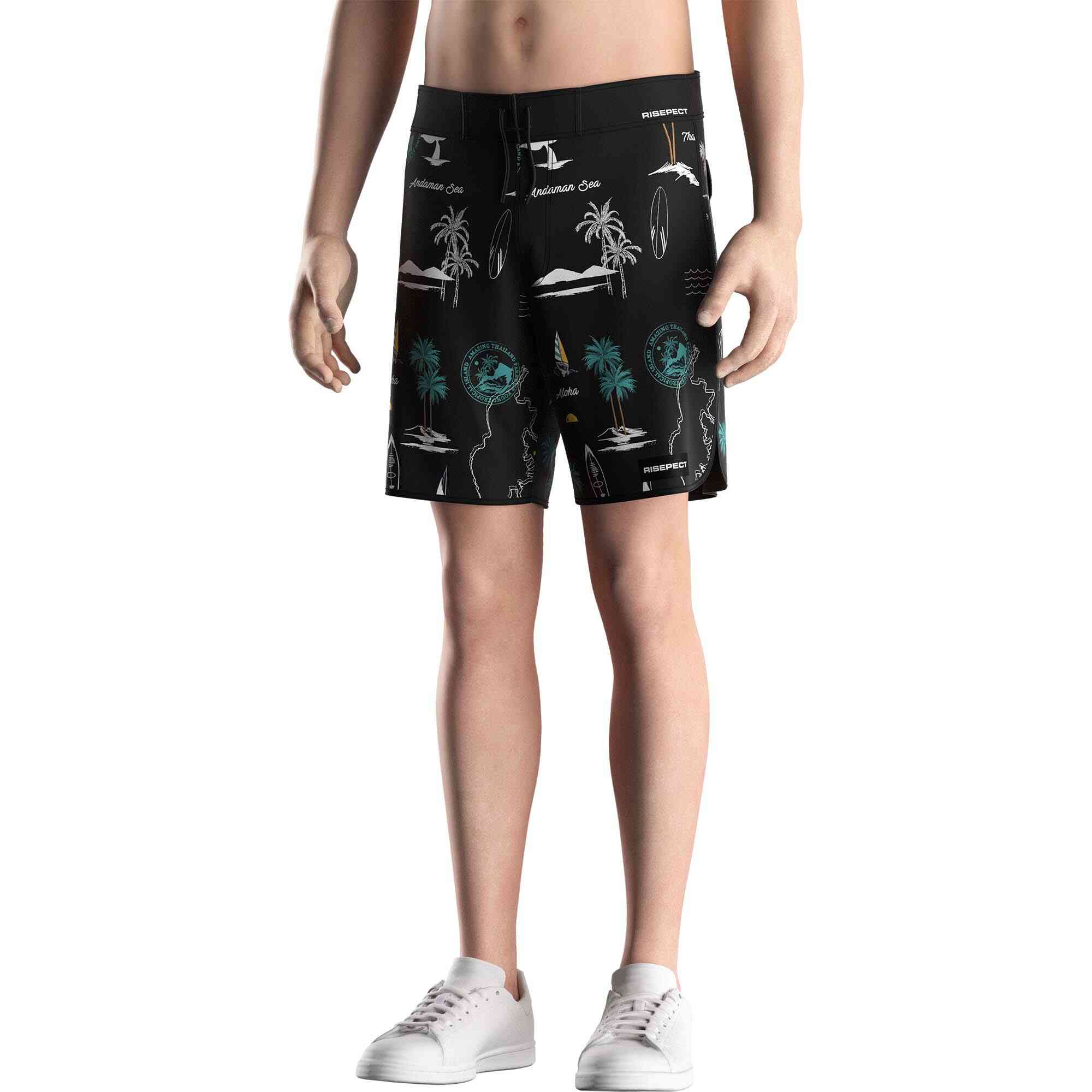 
                Unisex Surf Print Board Shorts Andaman Sea Tropical Adjustable Waist