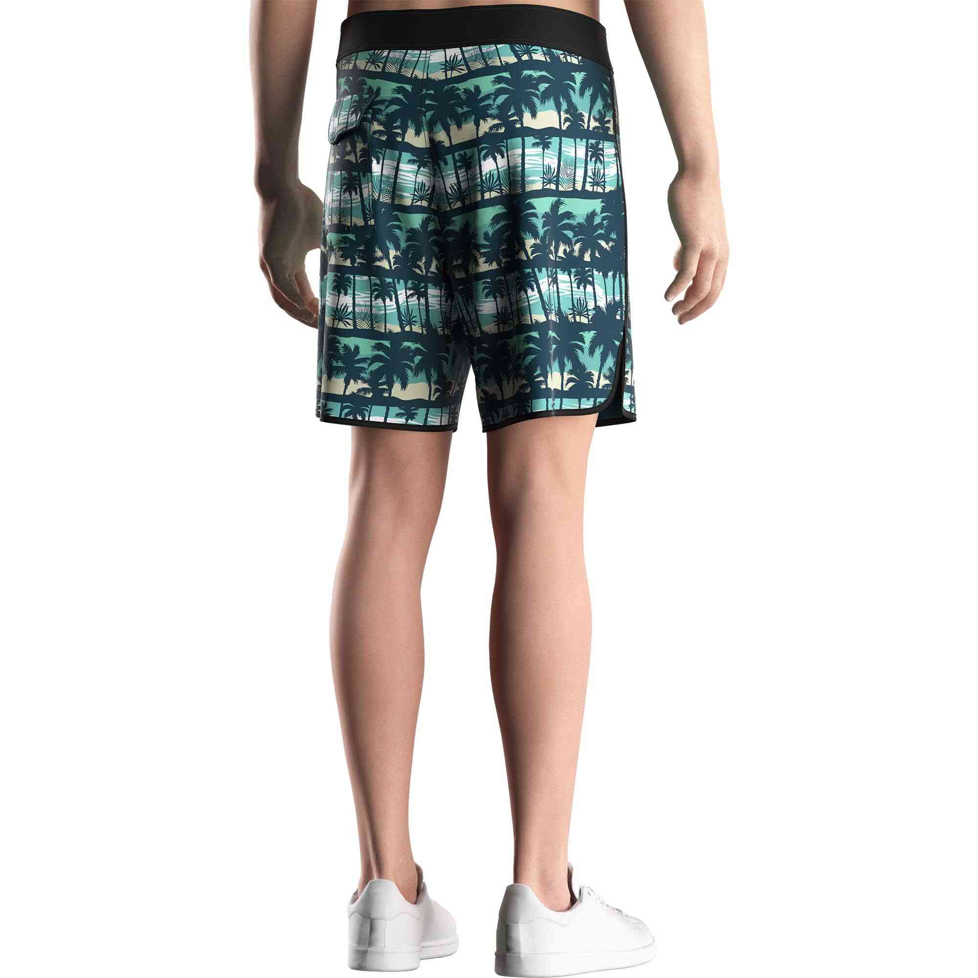 Men model in Rise swimwear board shorts 10 inch wholesale men sea coconut back