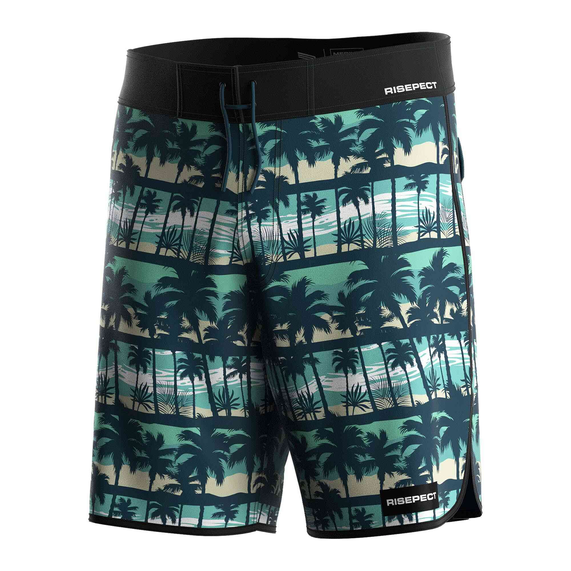 
                Men's Board Shorts Coconut Trees Print Drawstring Closure Surf Shorts