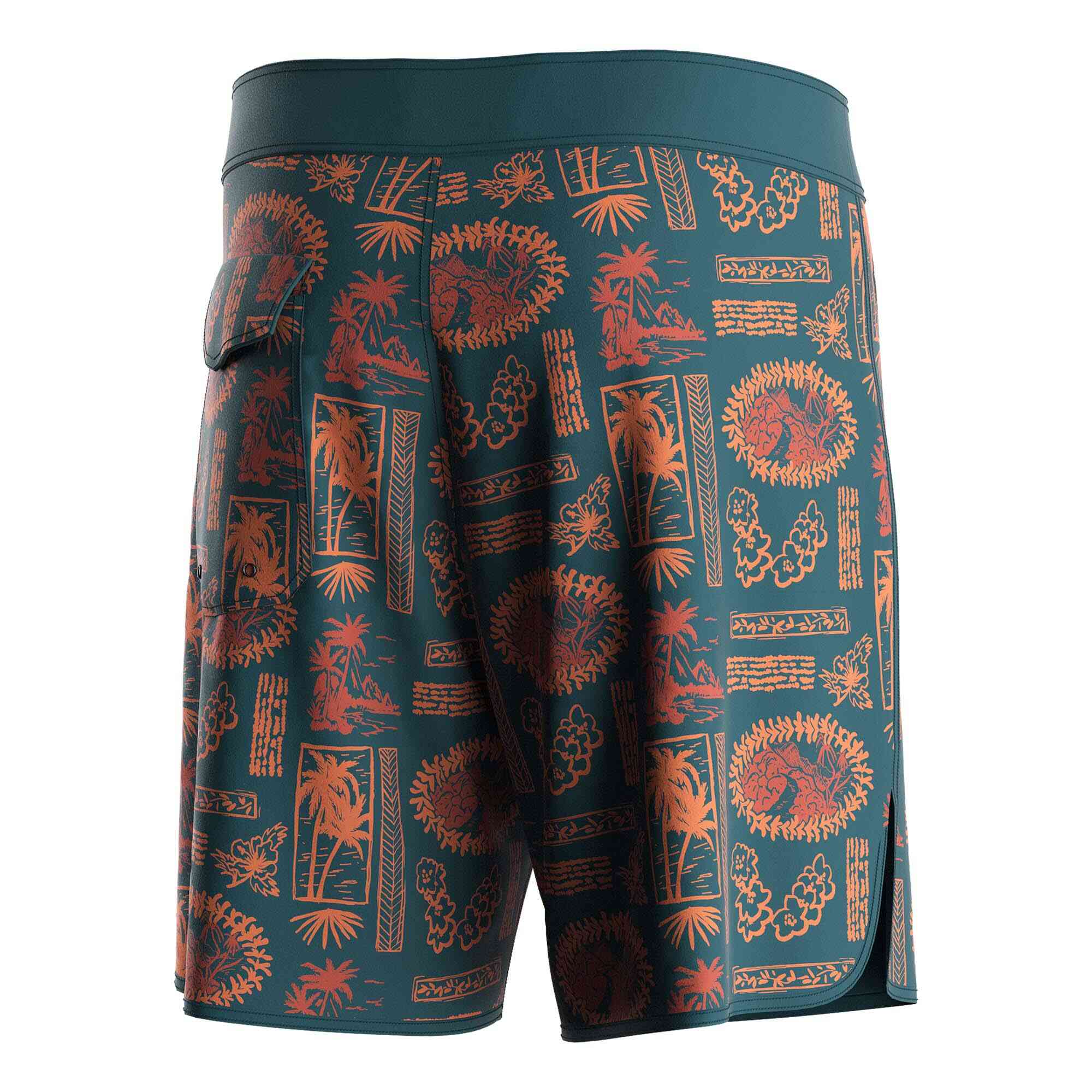 
                Rise Women's Long Board Shorts 12 Inch Inseam Men Retro Sublimation