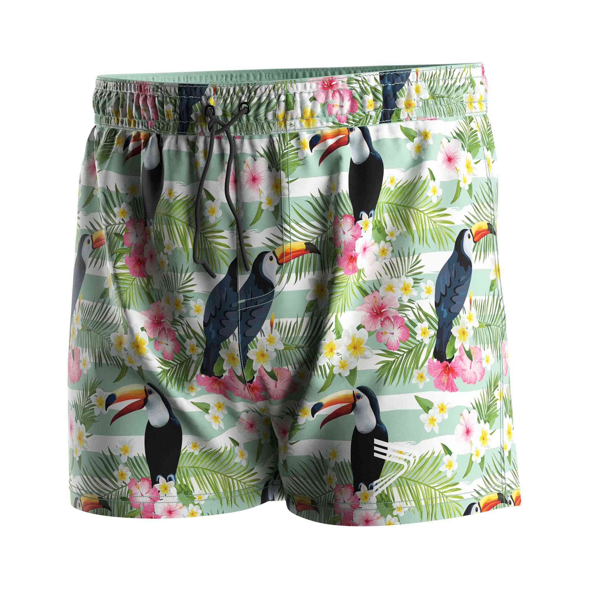 
                Rise swimwear wholesale 3inch mens swim trunks pelicans flowers