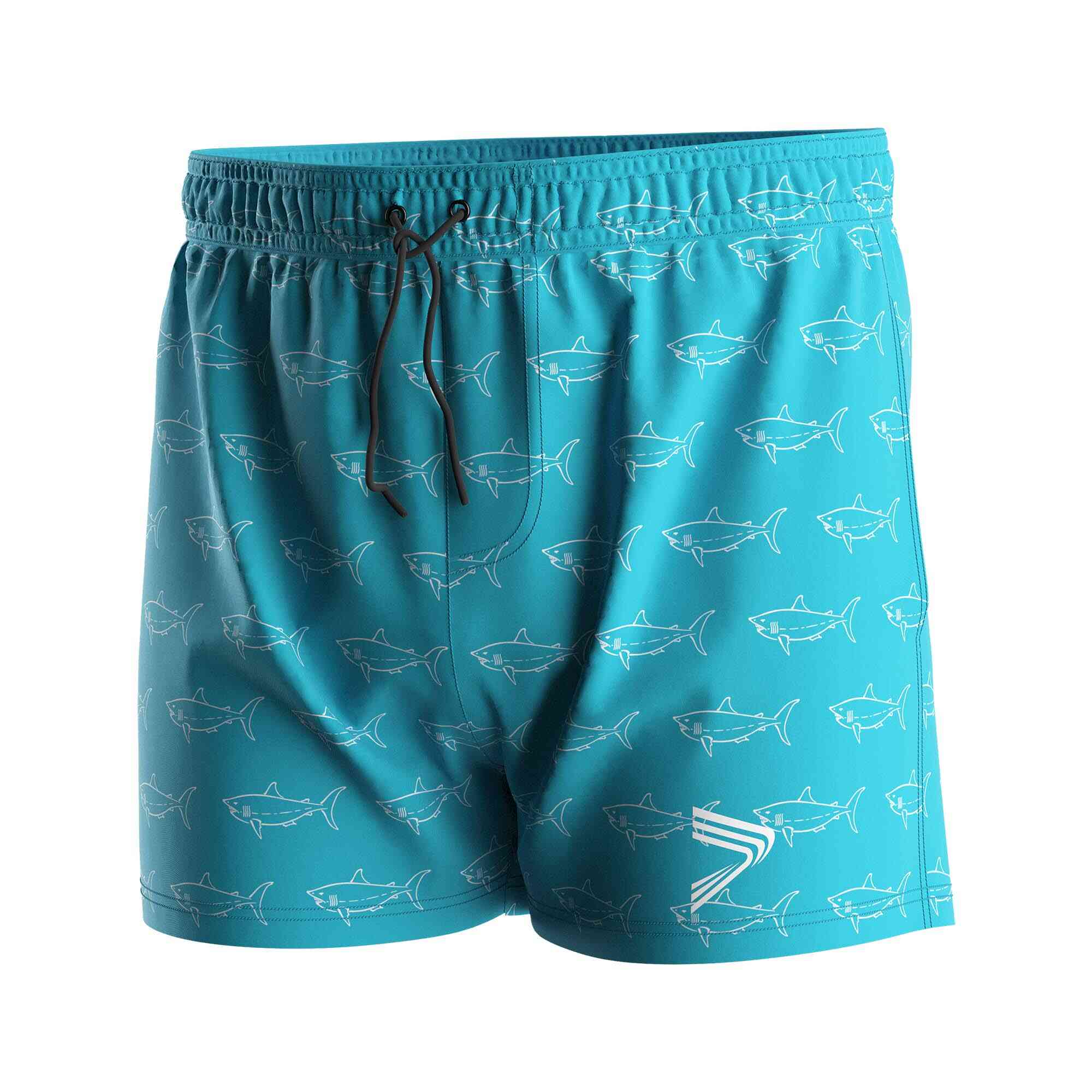 
                Rise swimwear wholesale 3inch swim trunks men many fishes blue