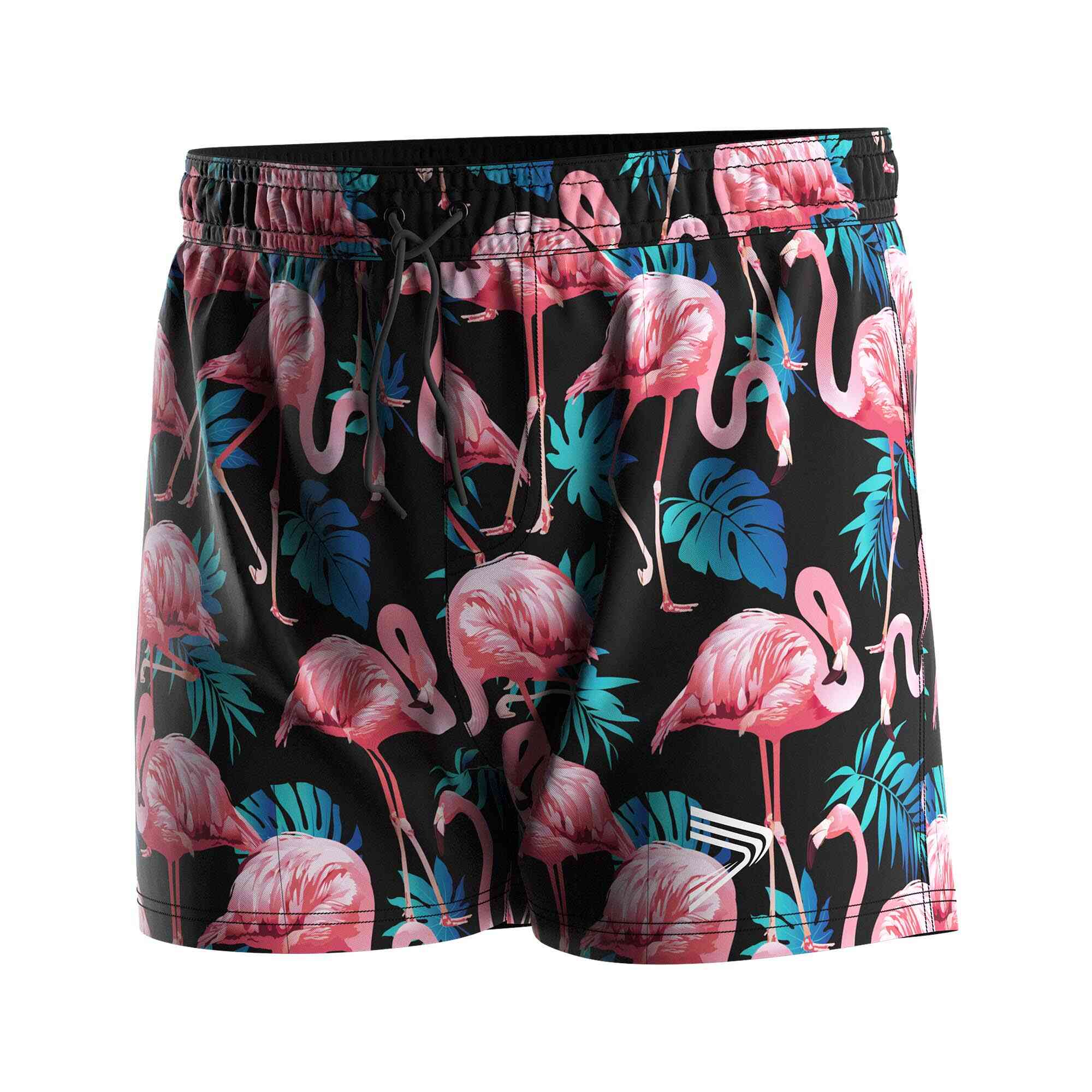 
                Rise swimwear wholesale mens 3inch swim trunks flamingos at night