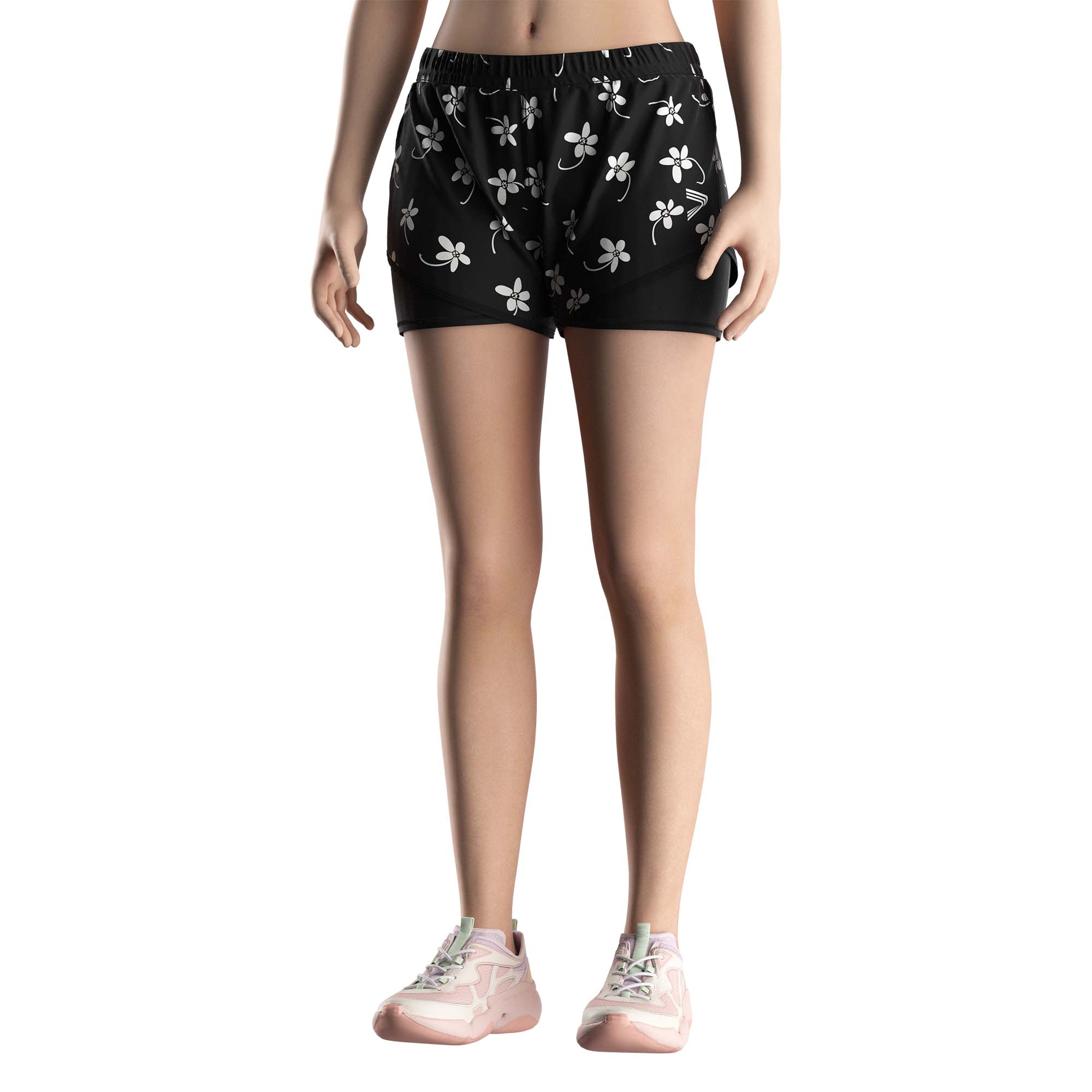 
                Black Retro Double-layer Swim Shorts for Women Wholesale Producer