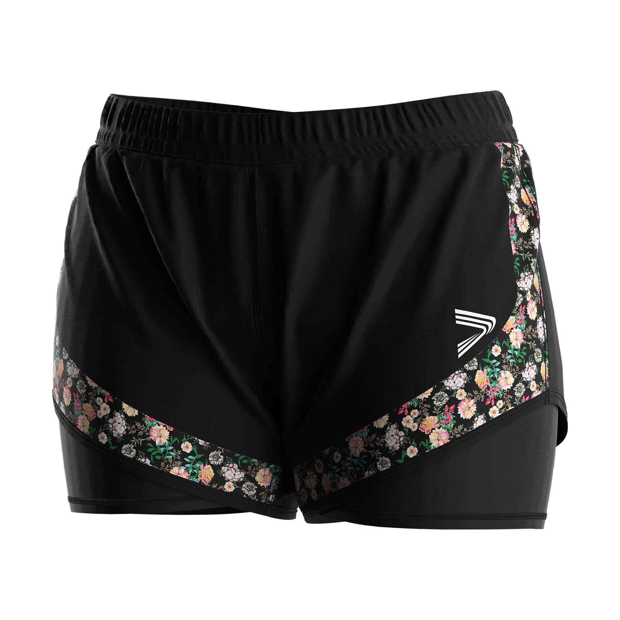 
                Floral Black Retro Double Swim Trunks Female Swimwear Distributor