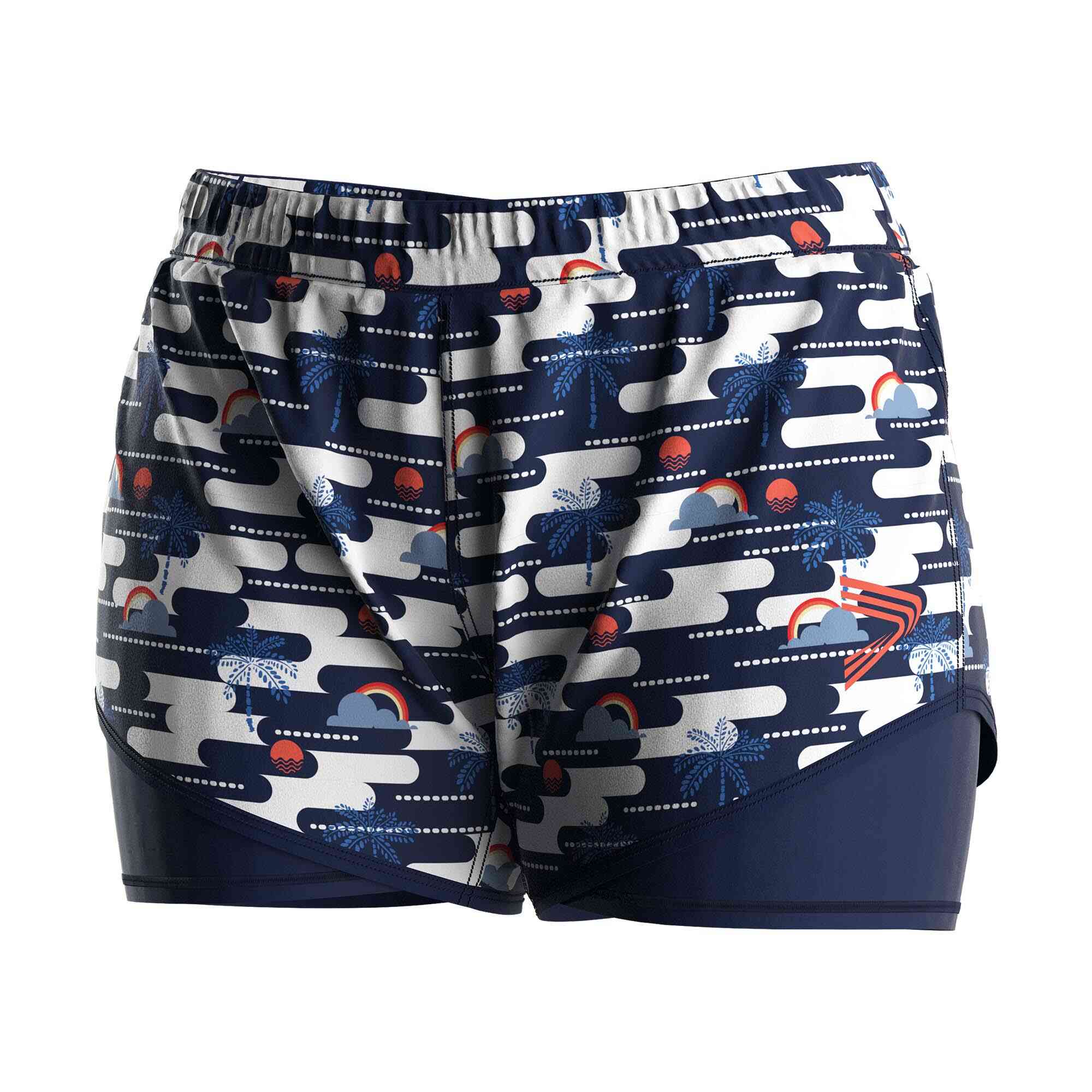 
                Retro Blue Double Swim Shorts Wholesale Supplier for Women's Teams