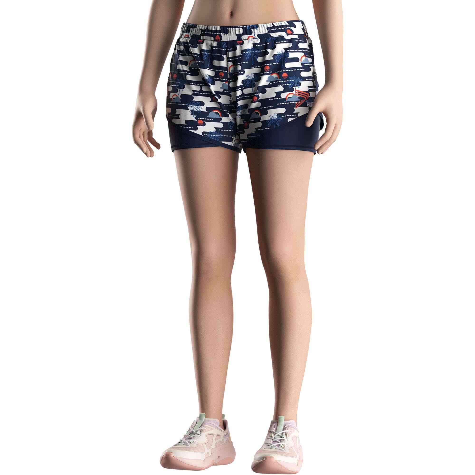 
                Retro Blue Double Swim Shorts Wholesale Supplier for Women's Teams