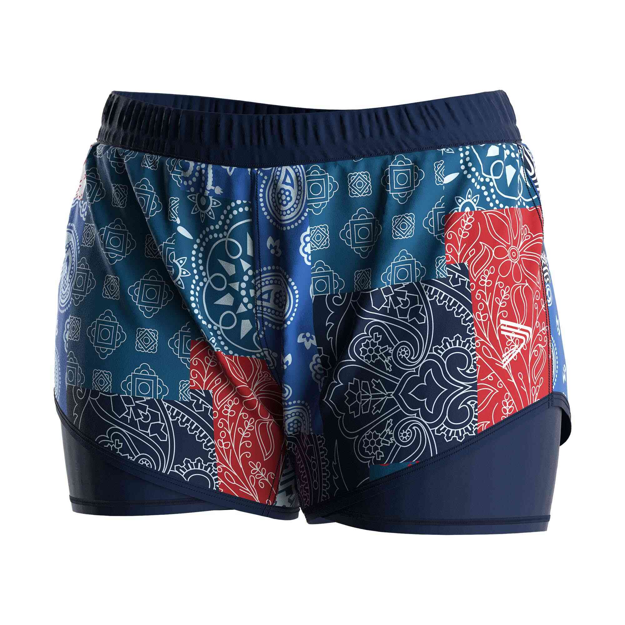 
                Color-blocked Retro Double Swim Trunks Supplier for Female Athletes