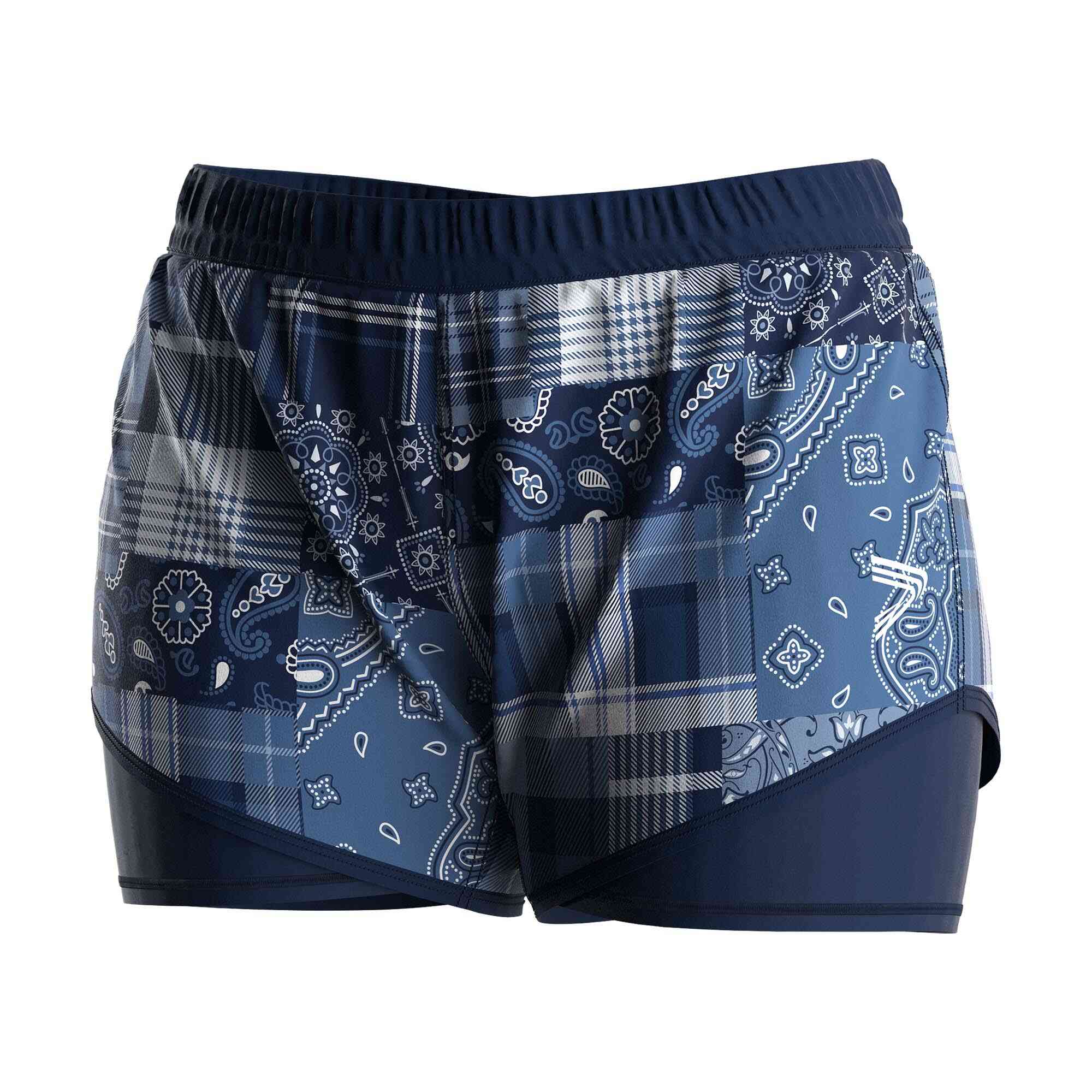 
                Retro Denim Color 2 In 1 Shorts Sublimated Lady Rise Swimwear