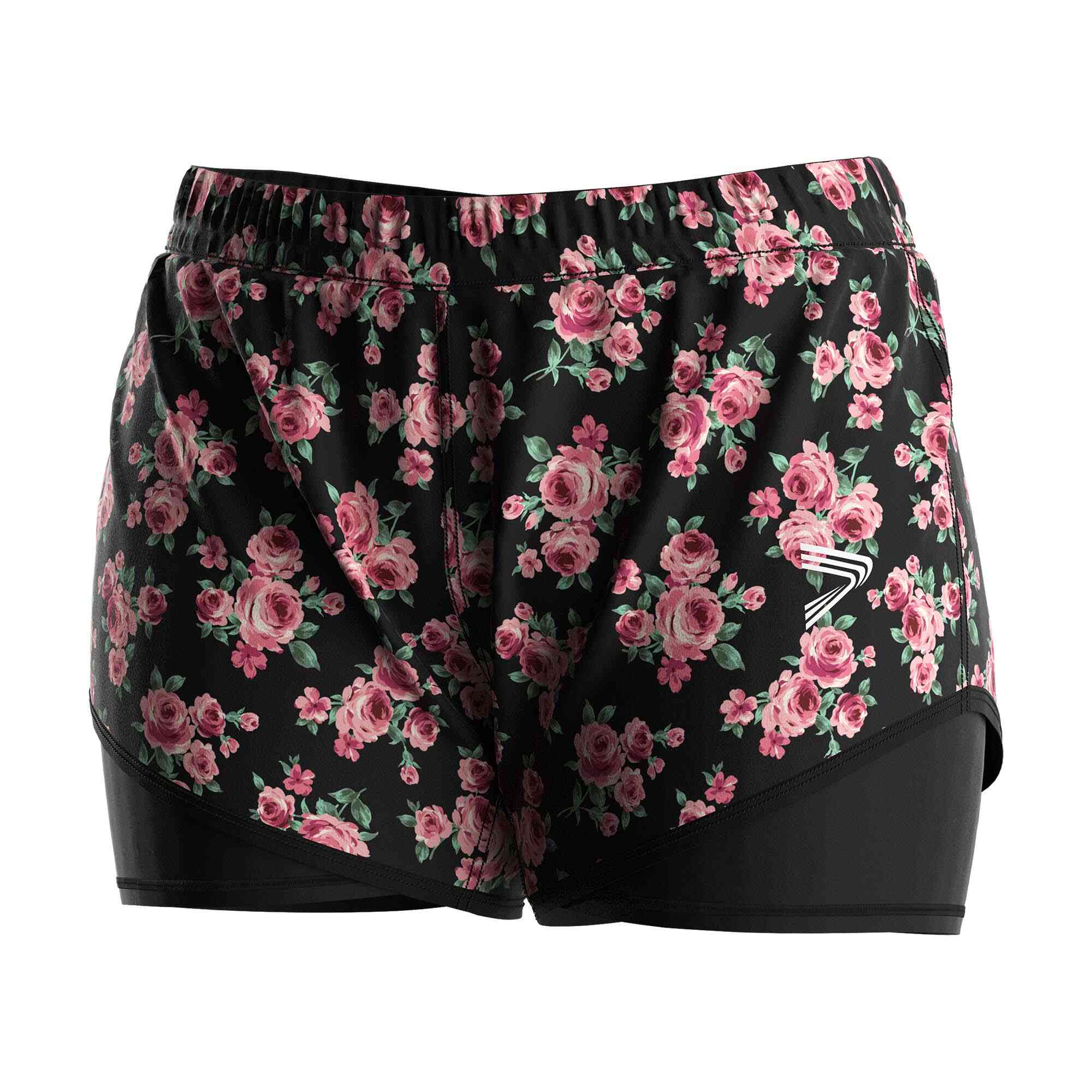
                Retro Rose Double-layer Women's Swim Shorts Factory Direct Custom