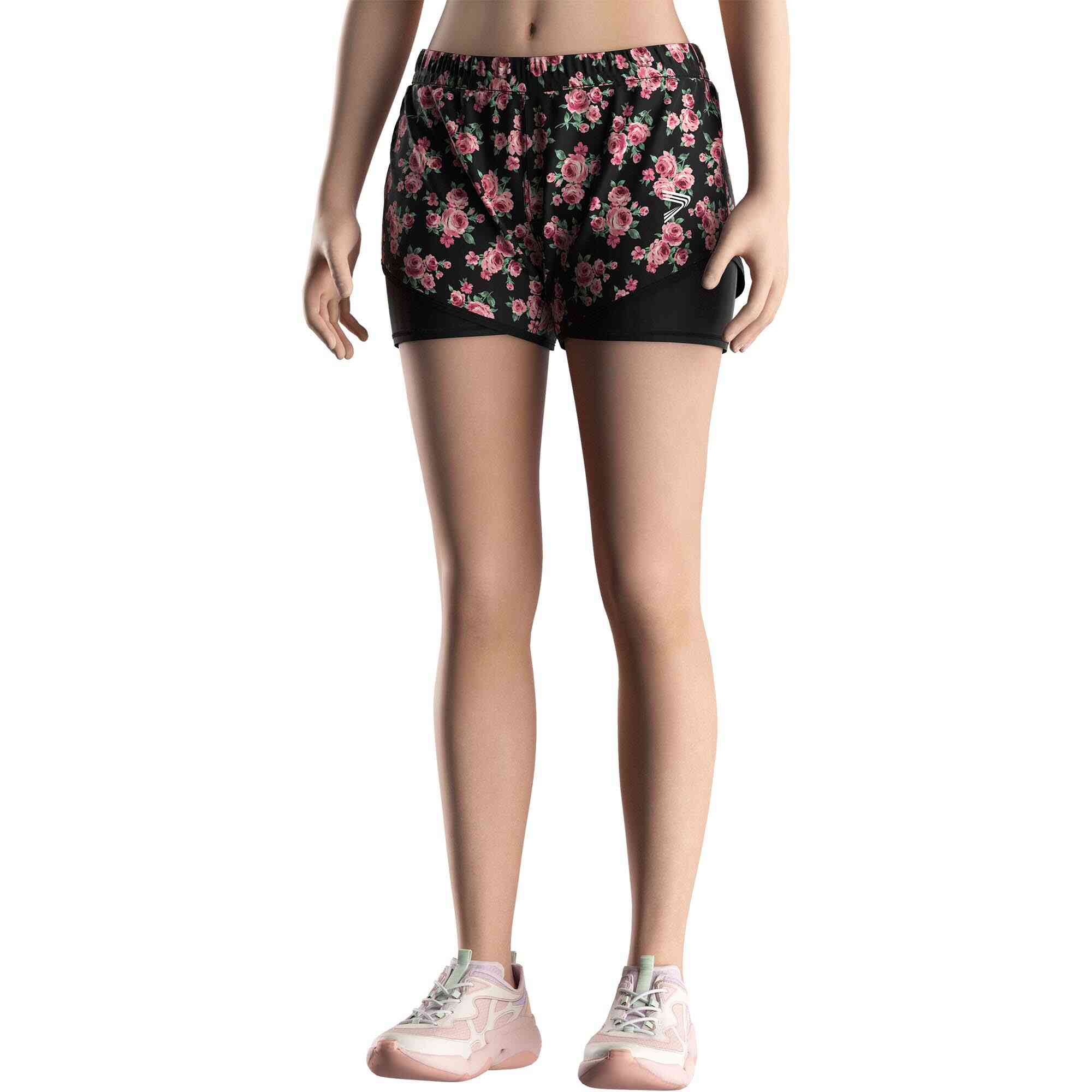 
                Retro Rose Double-layer Women's Swim Shorts Factory Direct Custom