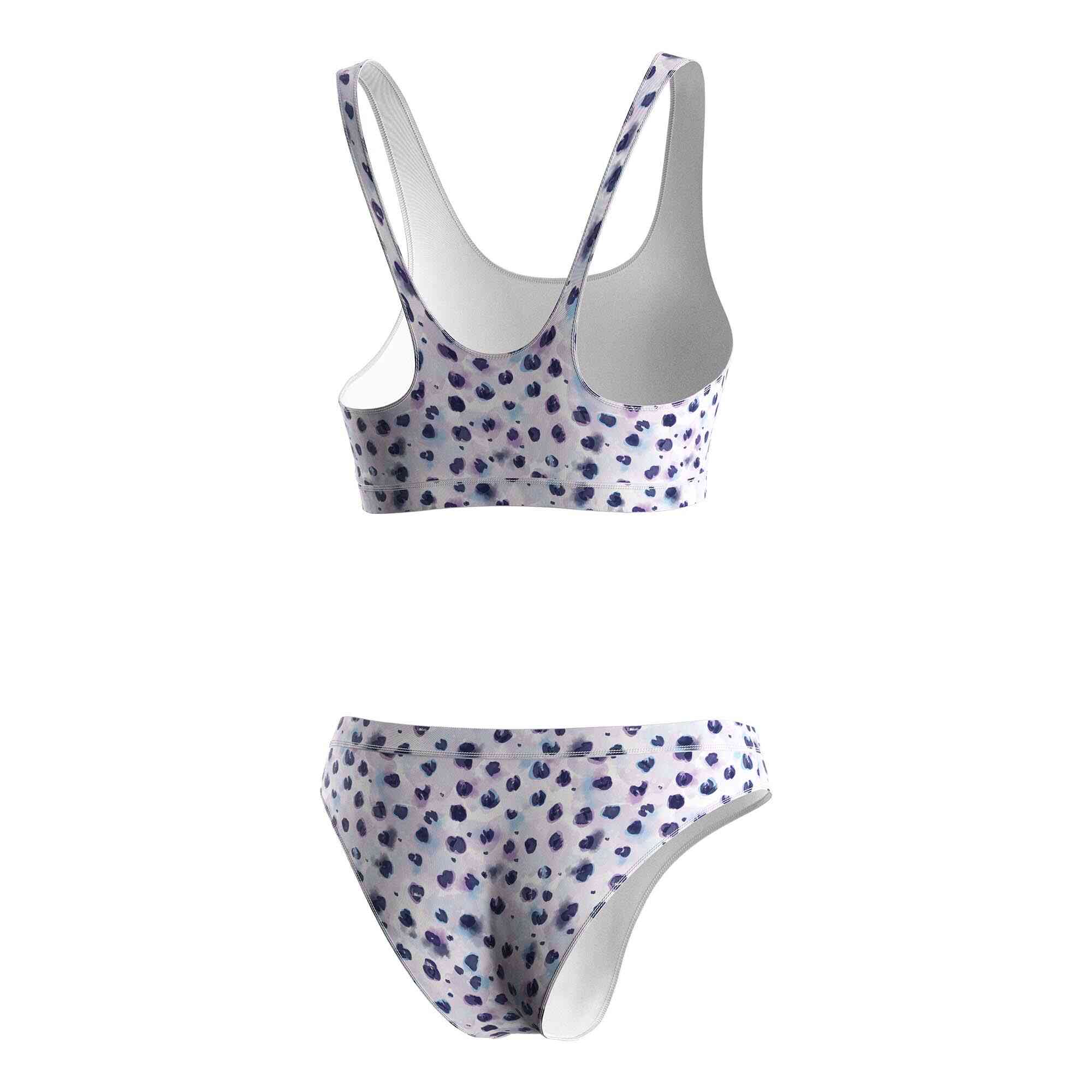 Rise swimwear purple polka dot sublimated swim suits back view