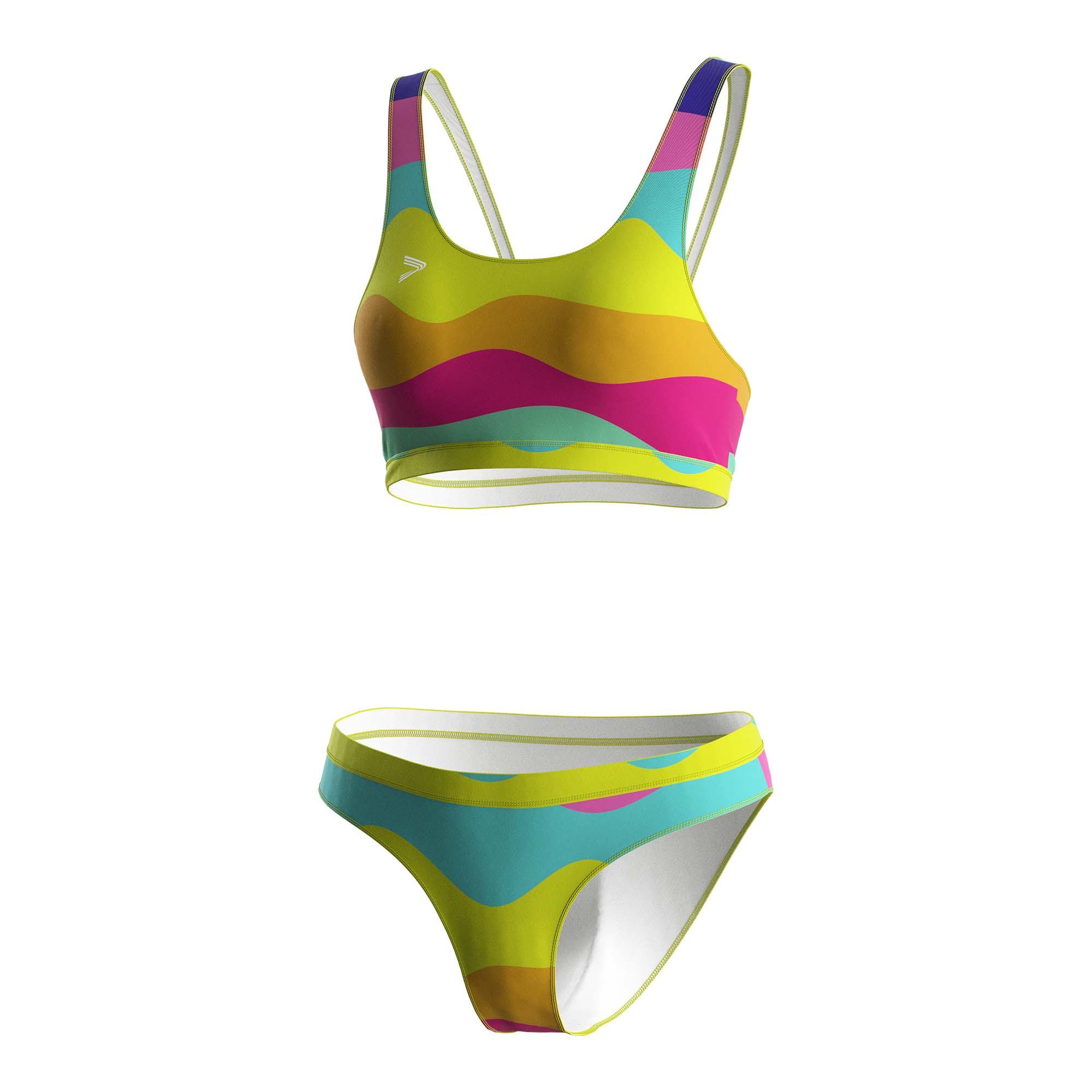 Rise swimwear rainbow women tankini swimsuits supplier front view