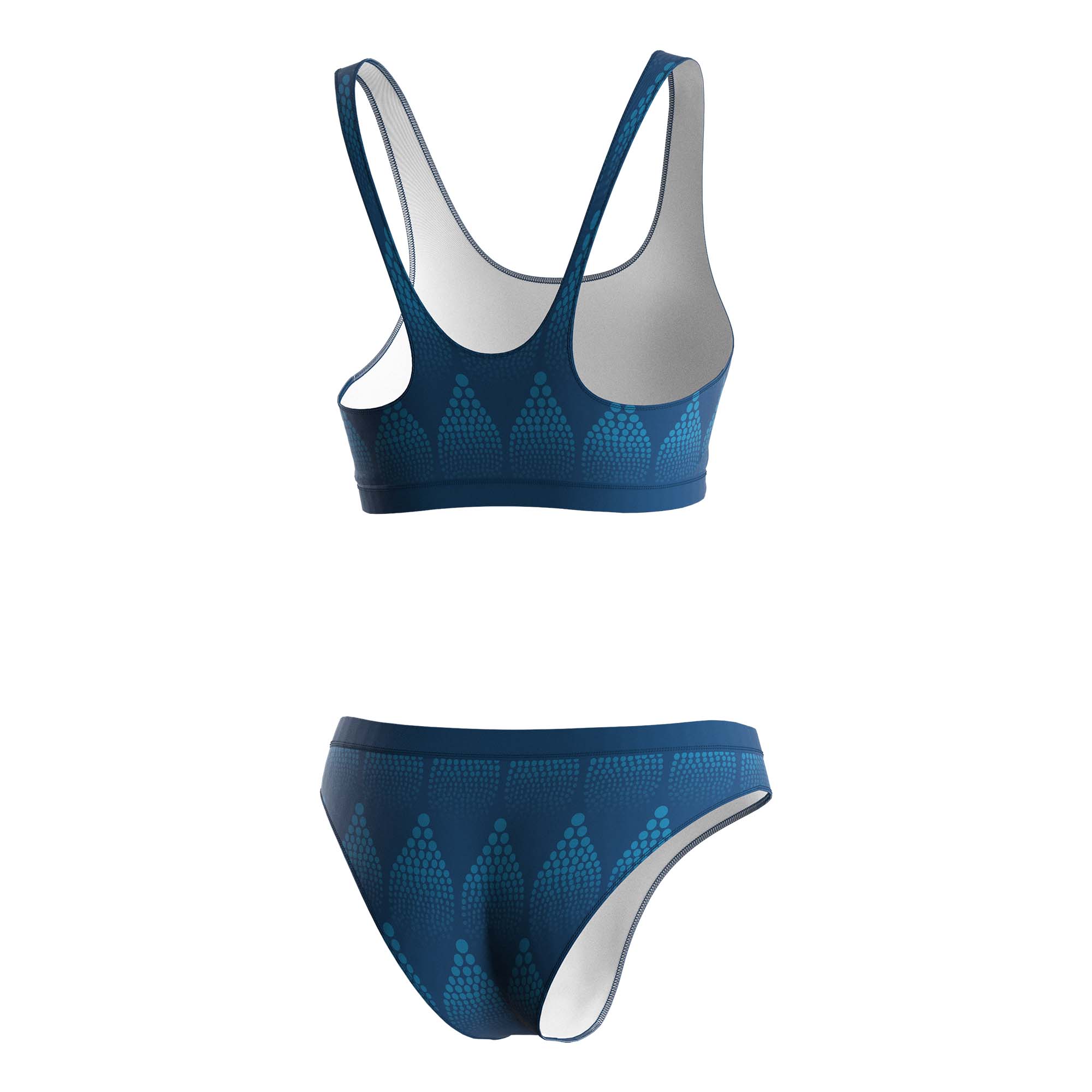 Rise swimwear blue petal sublimated swim suits back view