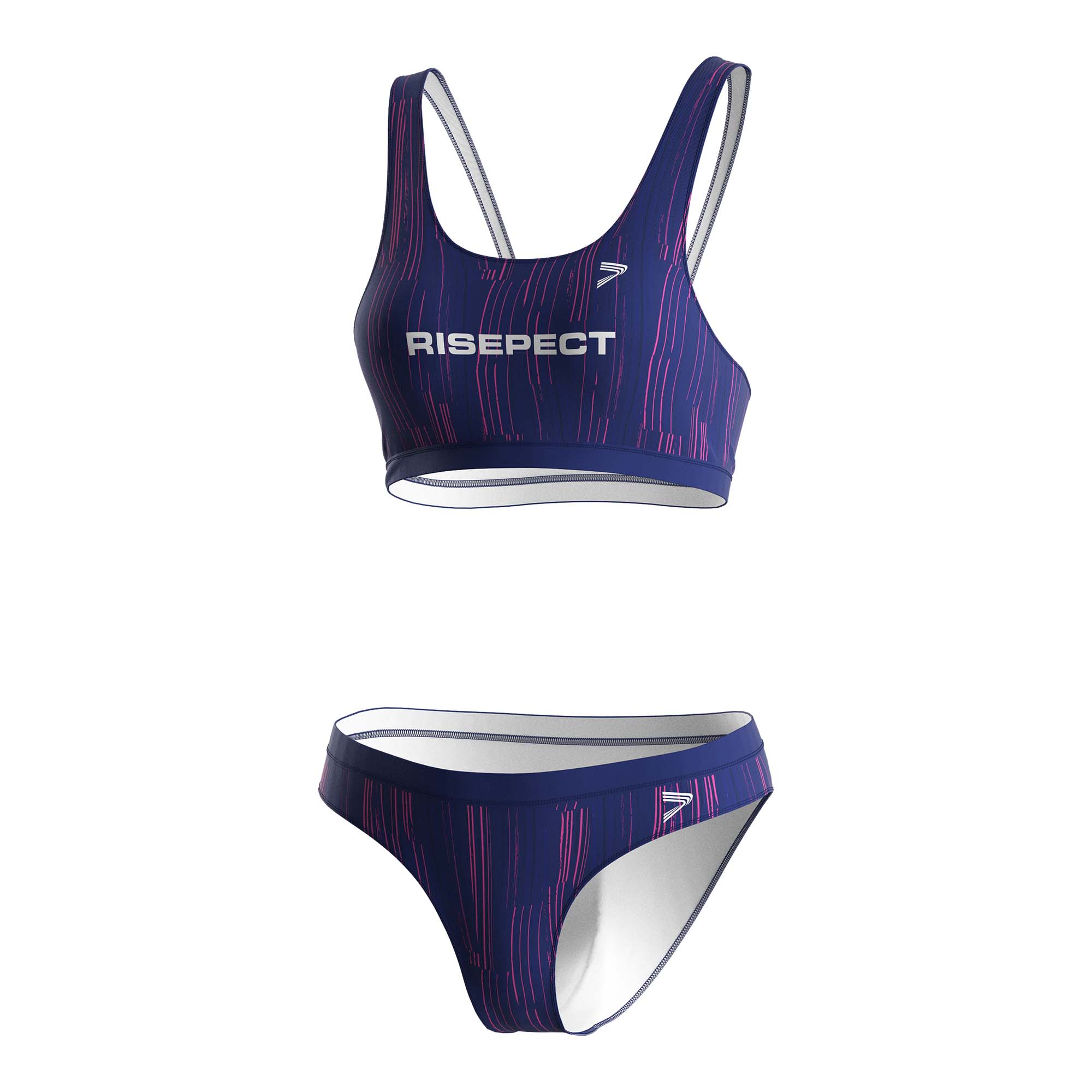 Rise swimsuits purple streaks sublimated pro monikini front view