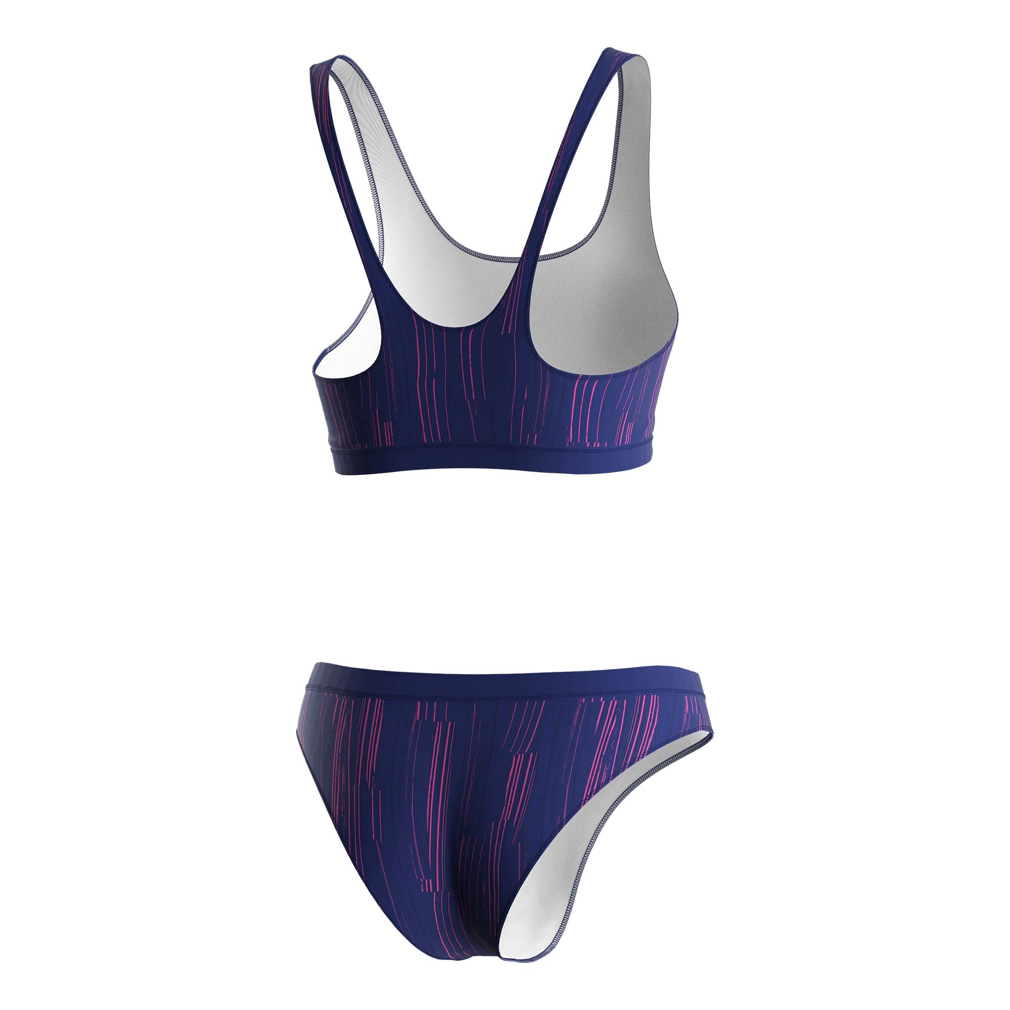 Rise swimsuits purple streaks sublimated pro monikini back view