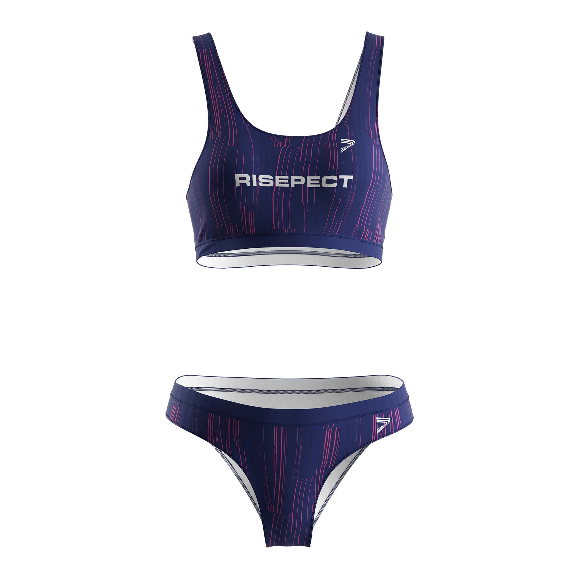 
                Rise swimsuits purple streaks sublimated pro monikini