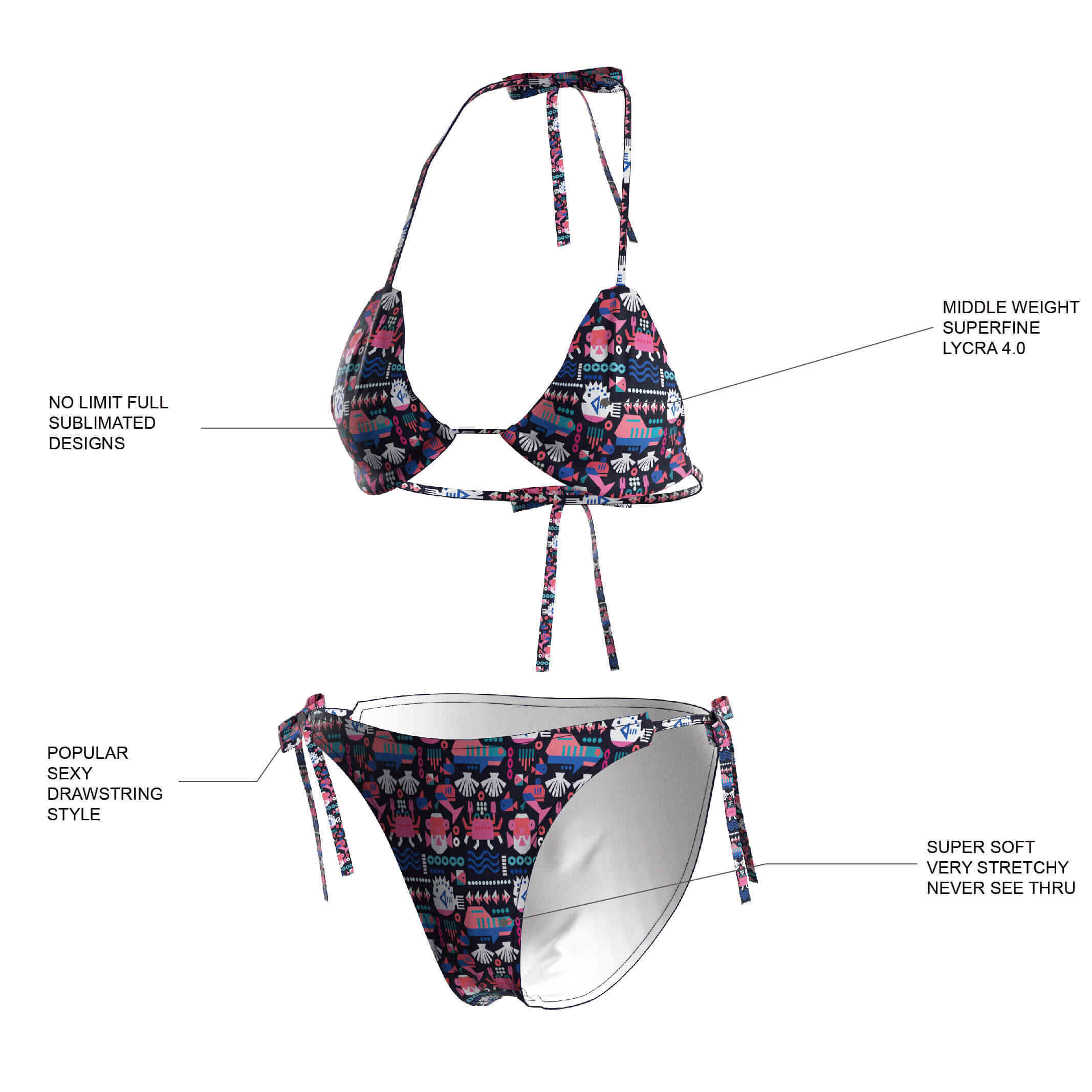 Drawstring Bikinis features