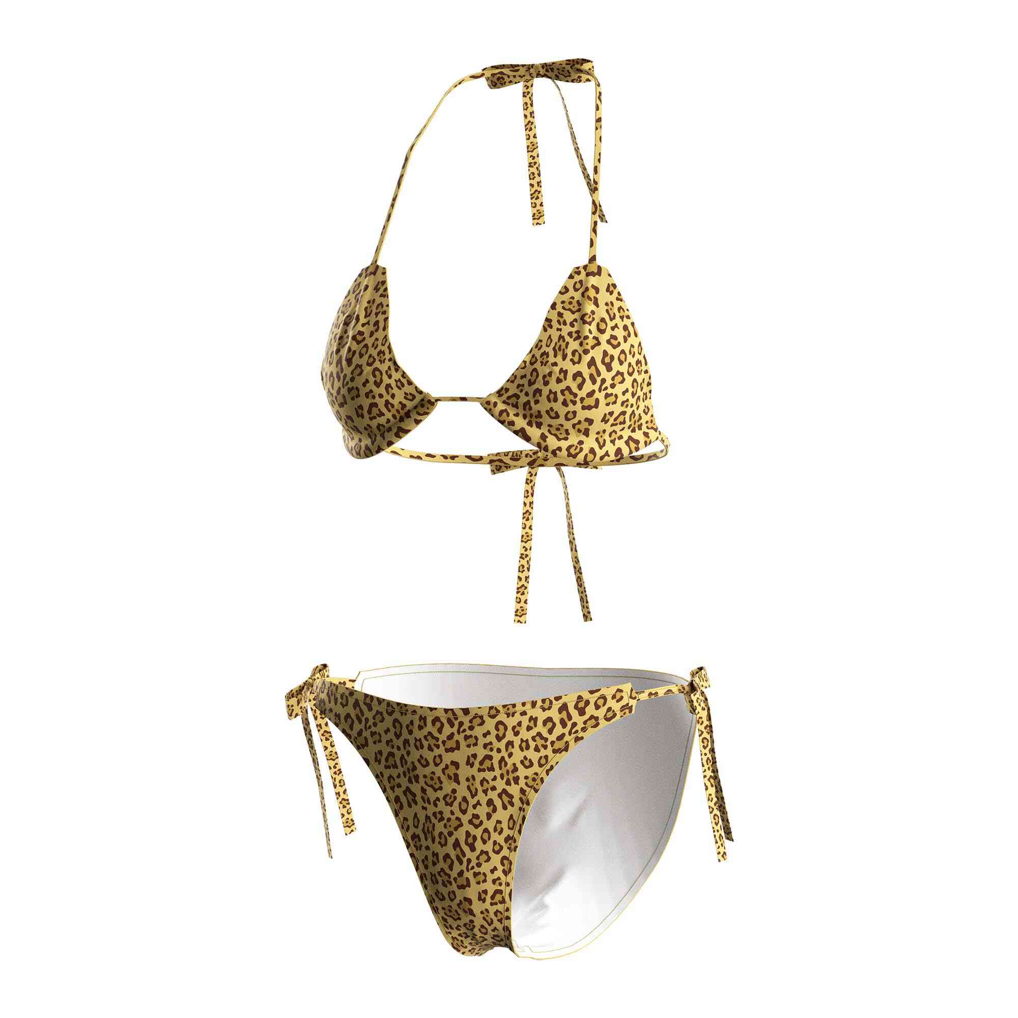 Wholesale custom leopard adjustable string bikini Rise bikini supplier front view