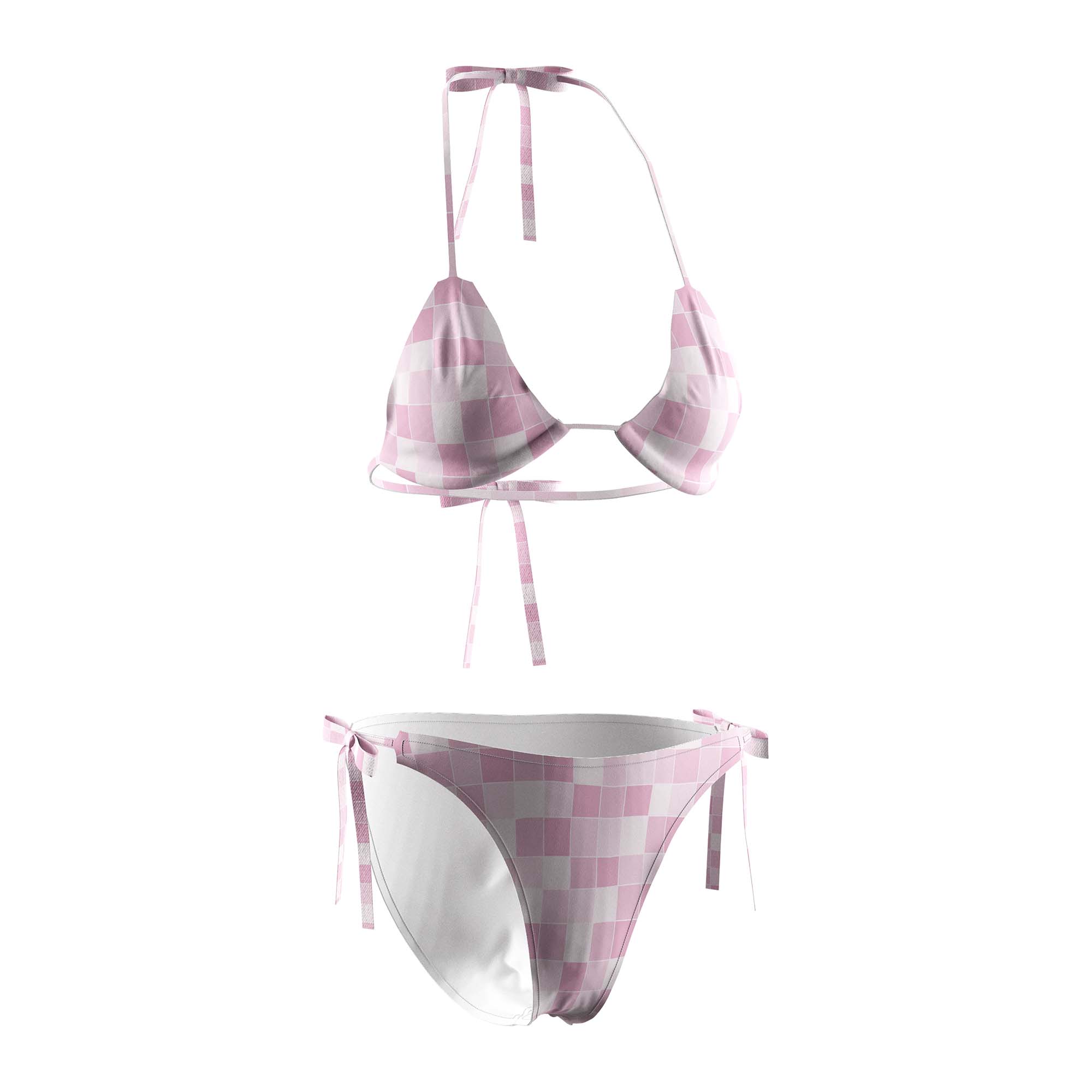 Wholesale custom pink bikini drawstring front view