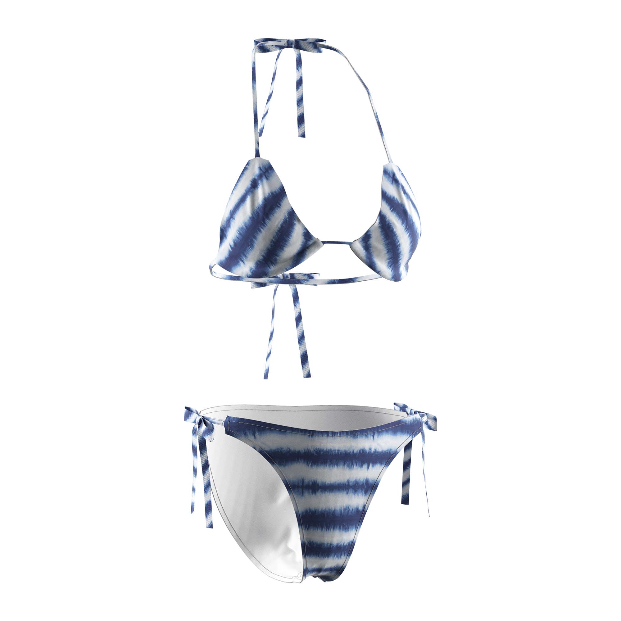 Wholesale custom blue stripes women's string bikini swimwear front view