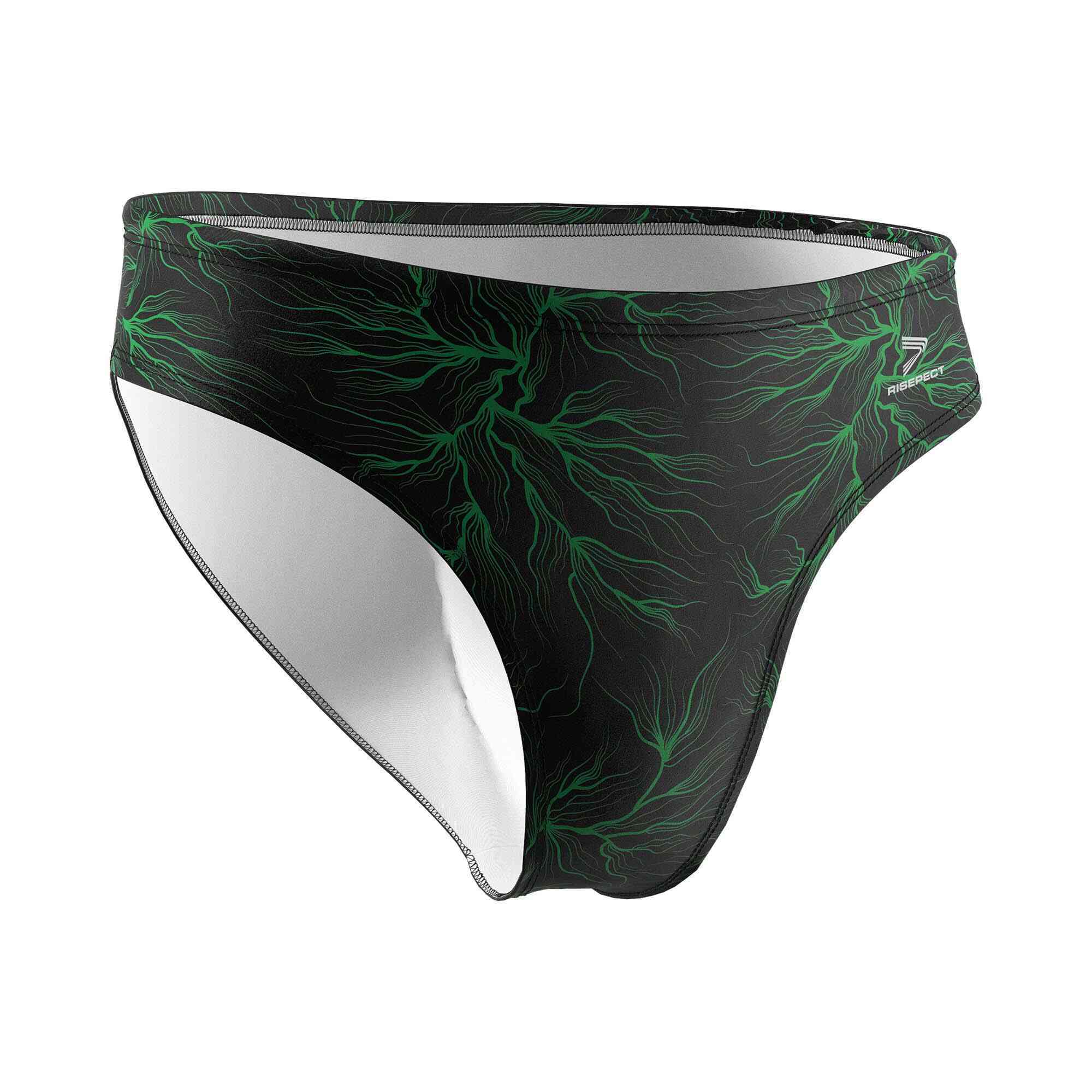 Green glowing seaweed water polo swim shorts wholesale front view