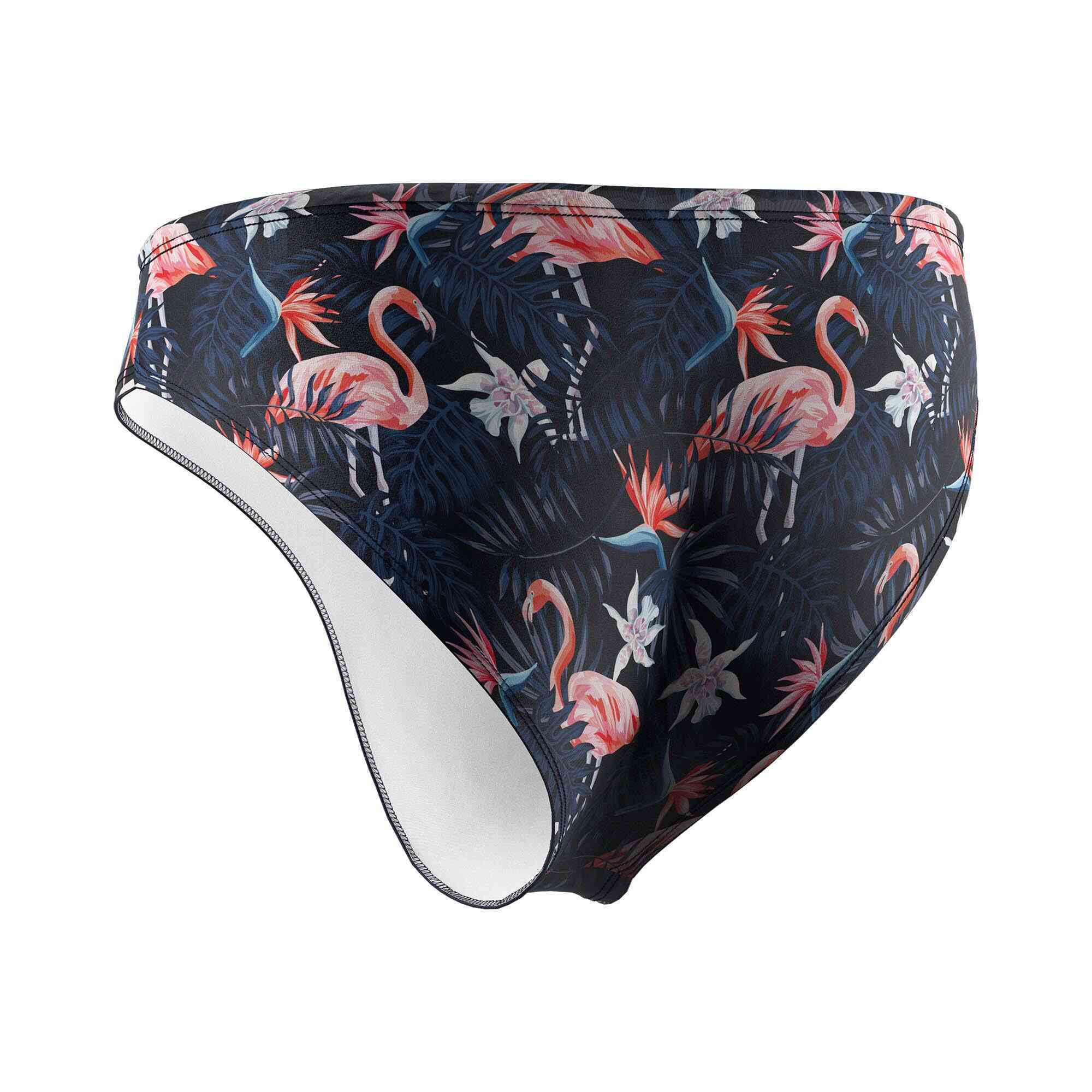 Vintage flamingo forest water polo swimsuit wholesale back view