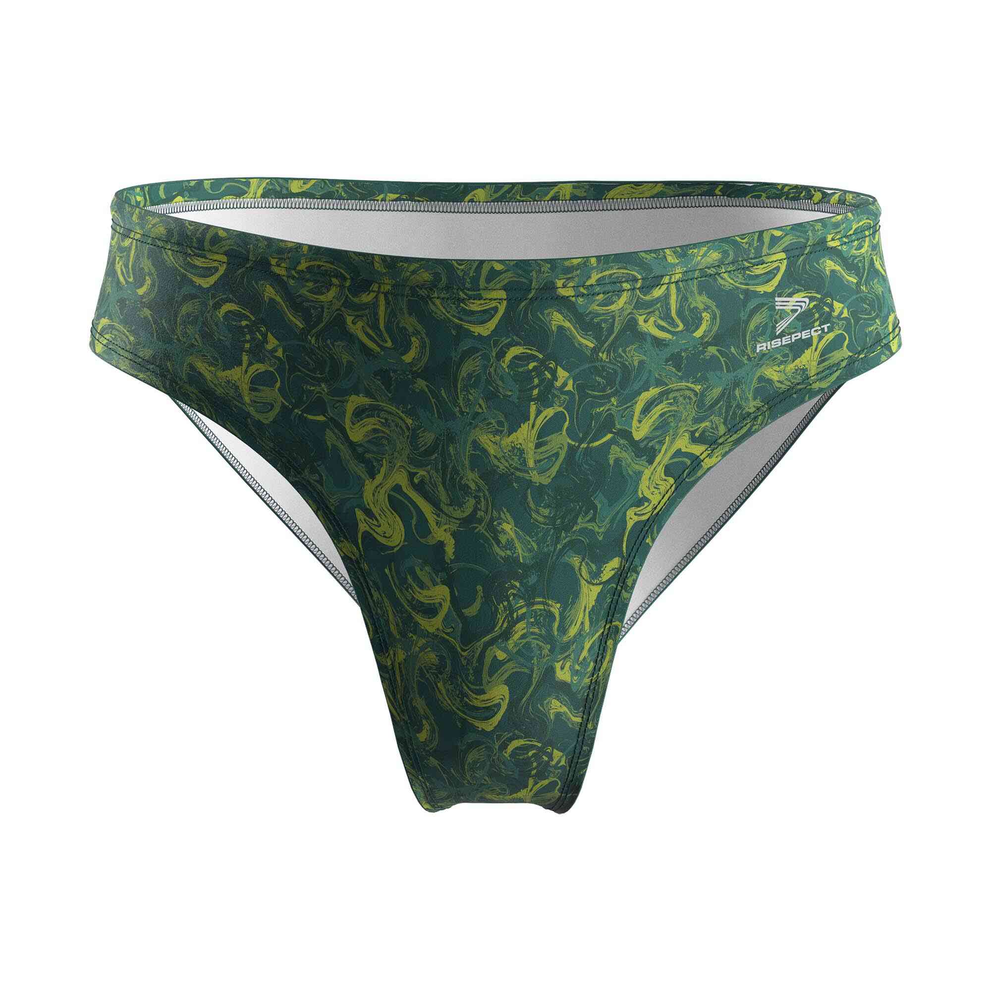 
                Green Oil Painting Swim Briefs Men's Water Polo Swimsuits Wholesale