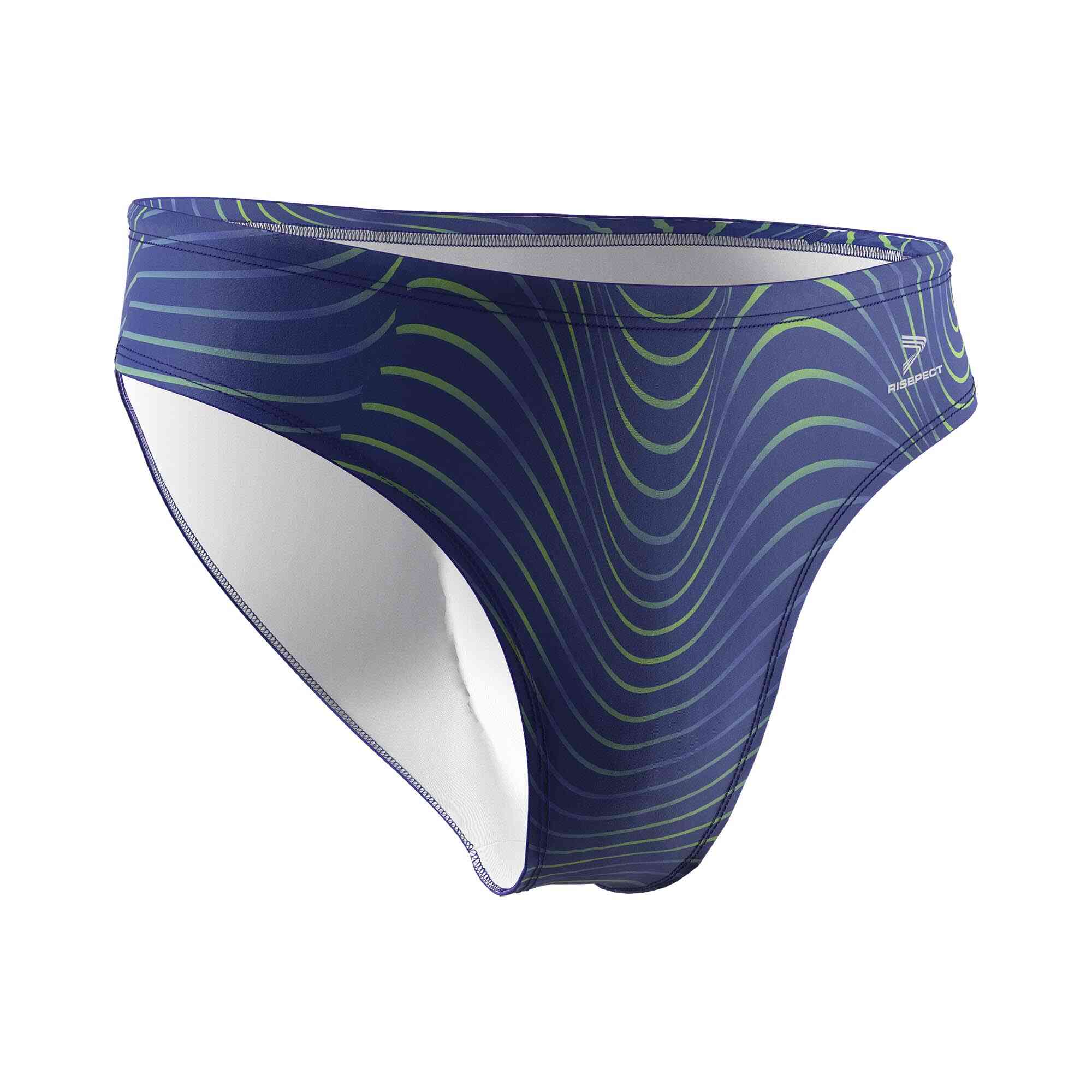 Three-dimensional green waves custom water polo suits wholesale front view