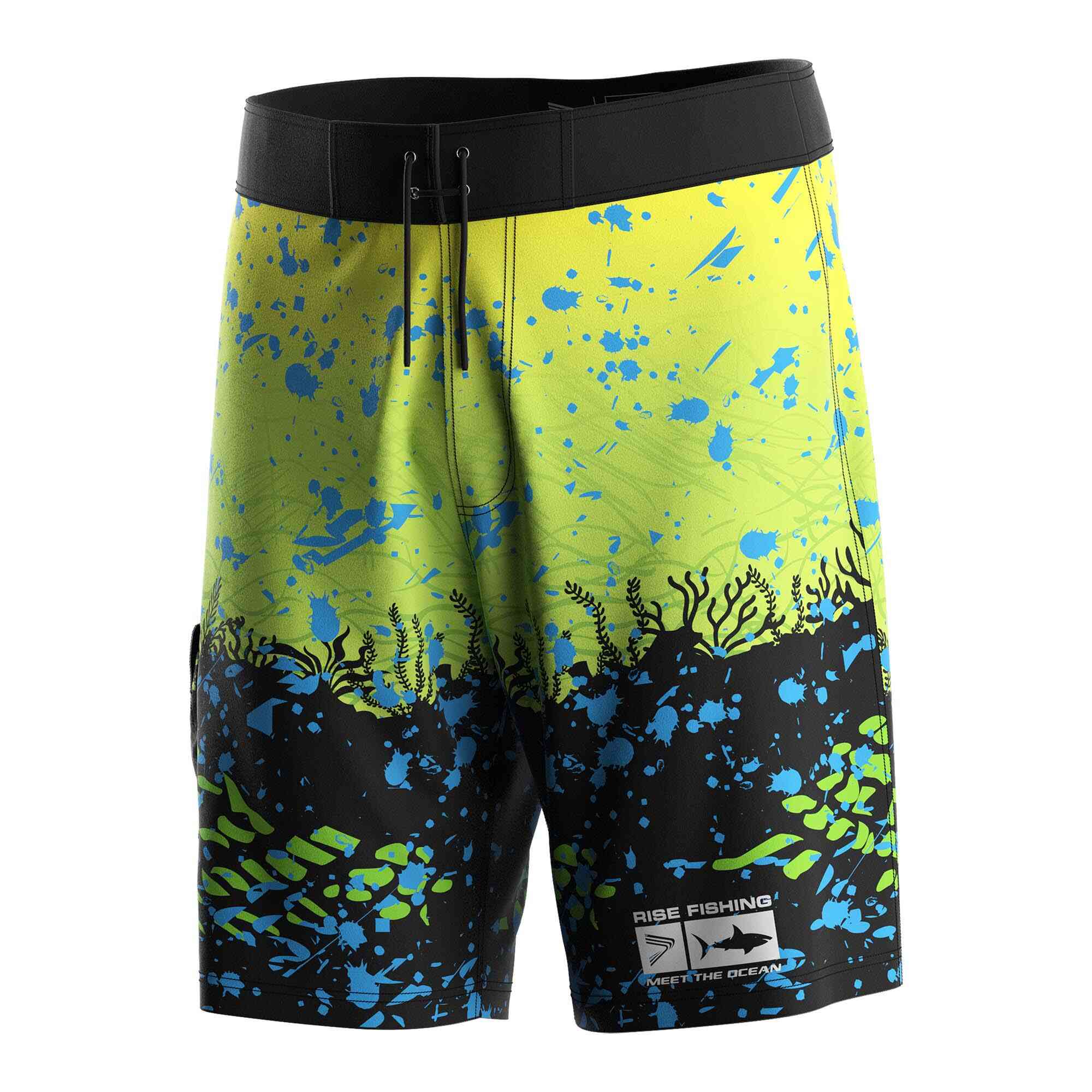 
                Wholesale 6 inch fishing shorts green yellow gradient underwater world Rise fishing