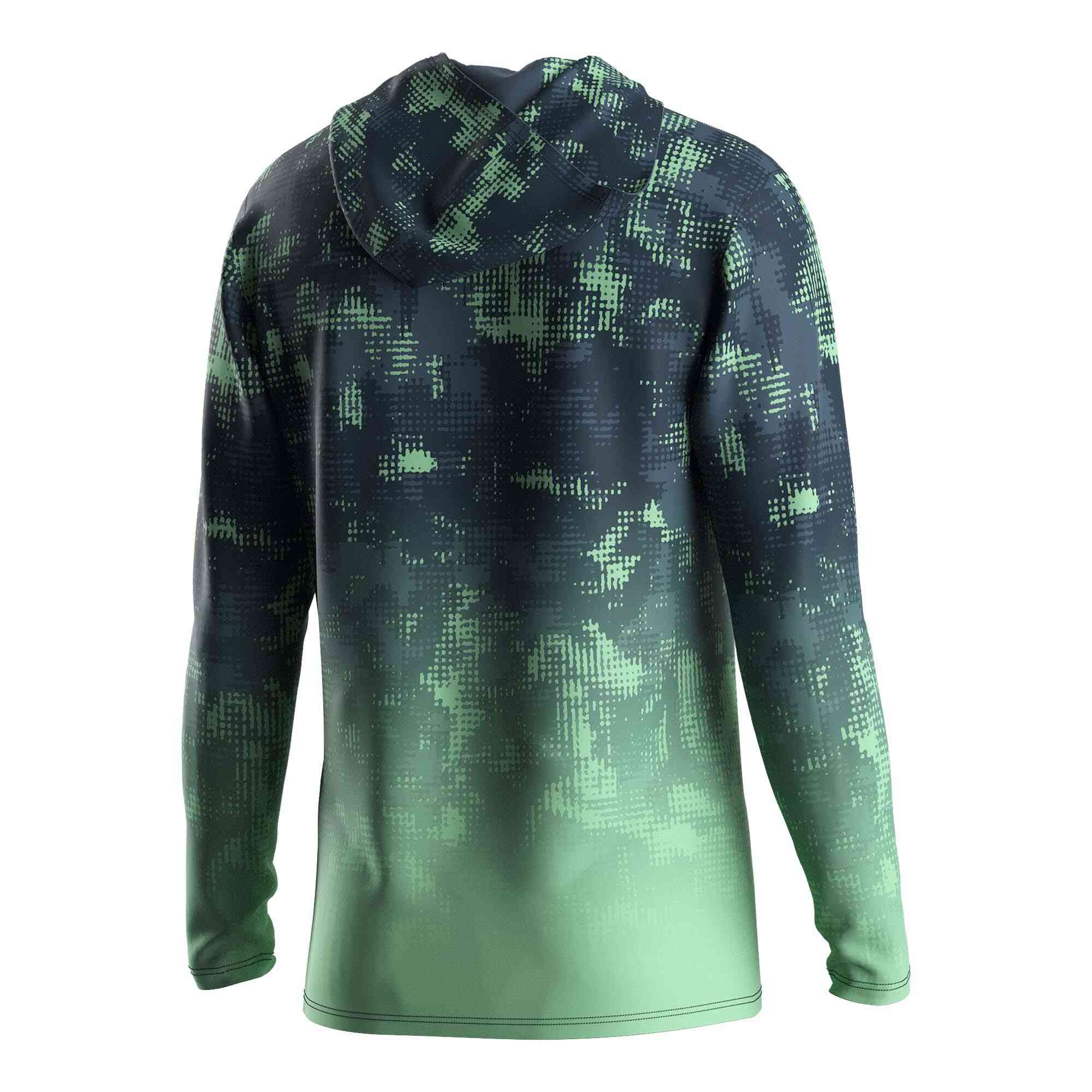 
                Wholesale hooded fishing shirts dark green gradient underwater world Rise fishing