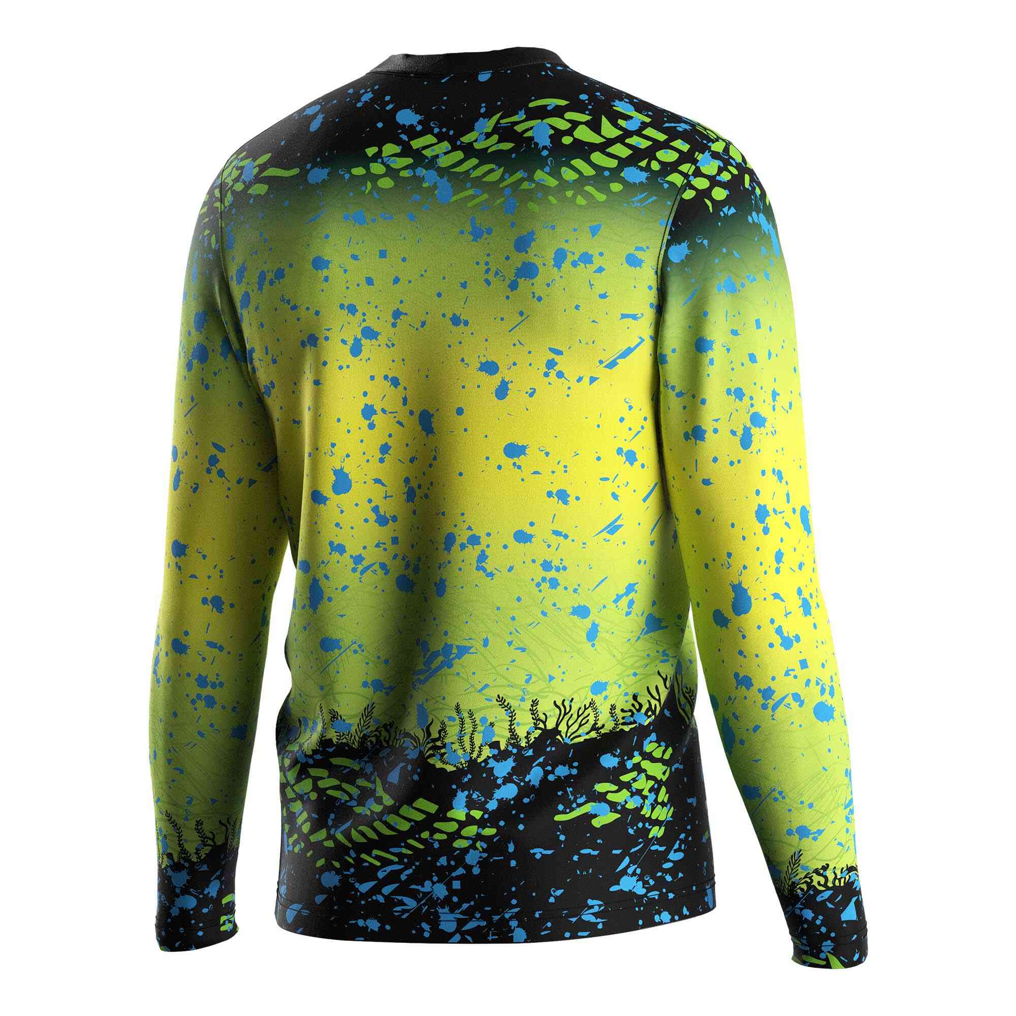 
                Wholesale long sleeve fishing shirts green yellow gradient underwater world Rise fishing