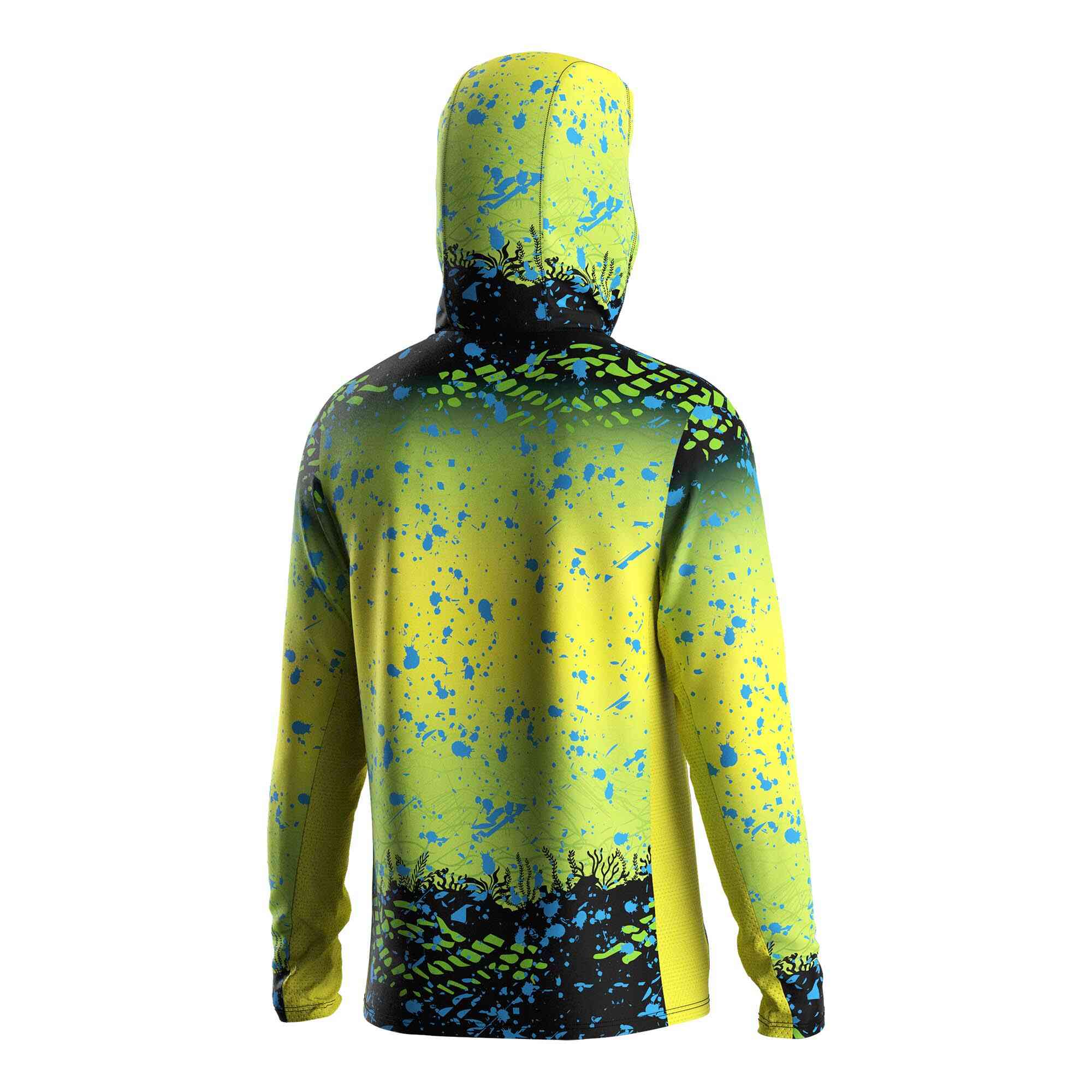 
                Wholesale mask hooded fishing shirts green yellow gradient underwater world Rise fishing