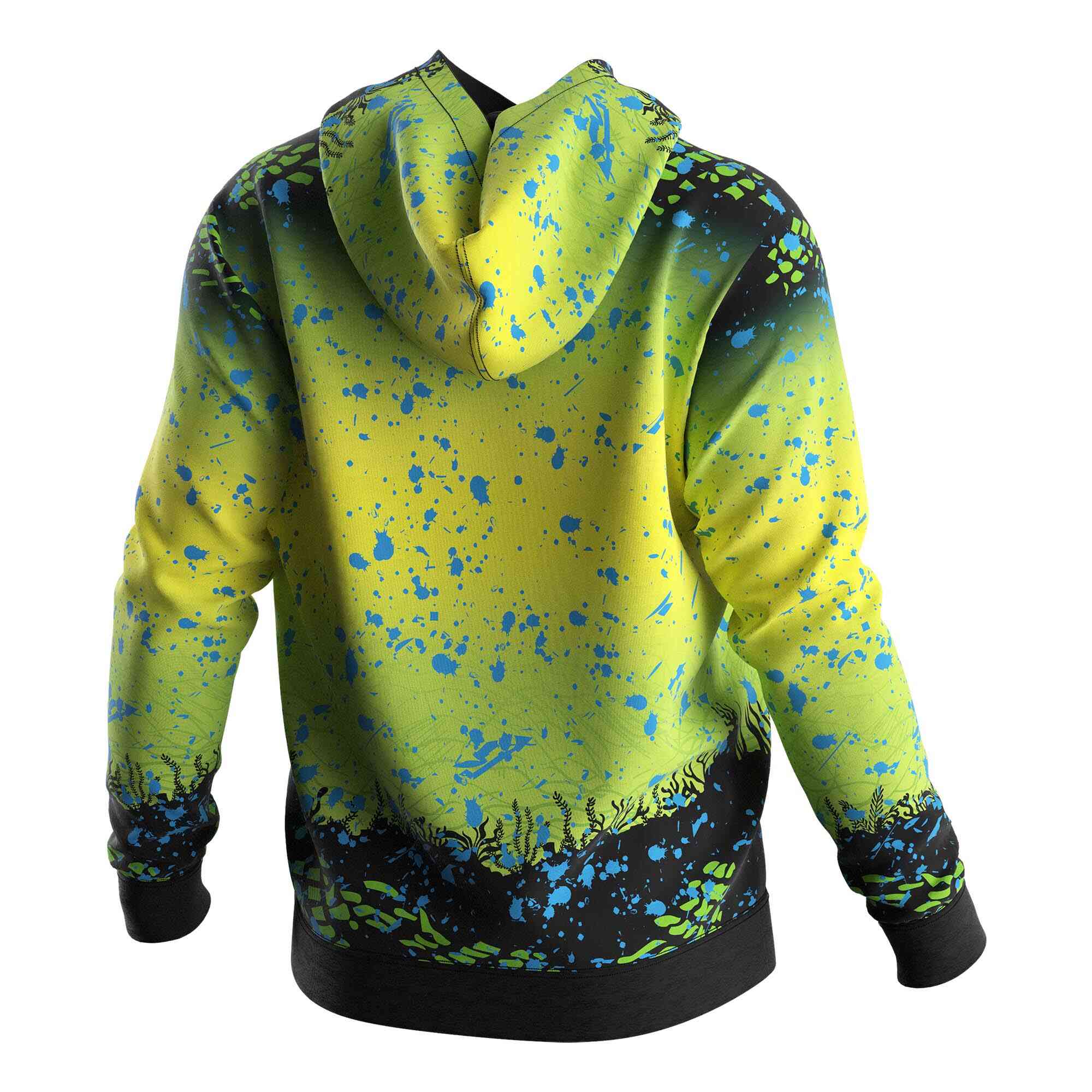 
                Wholesale pullover fishing hoodies green yellow gradient underwater world Rise fishing