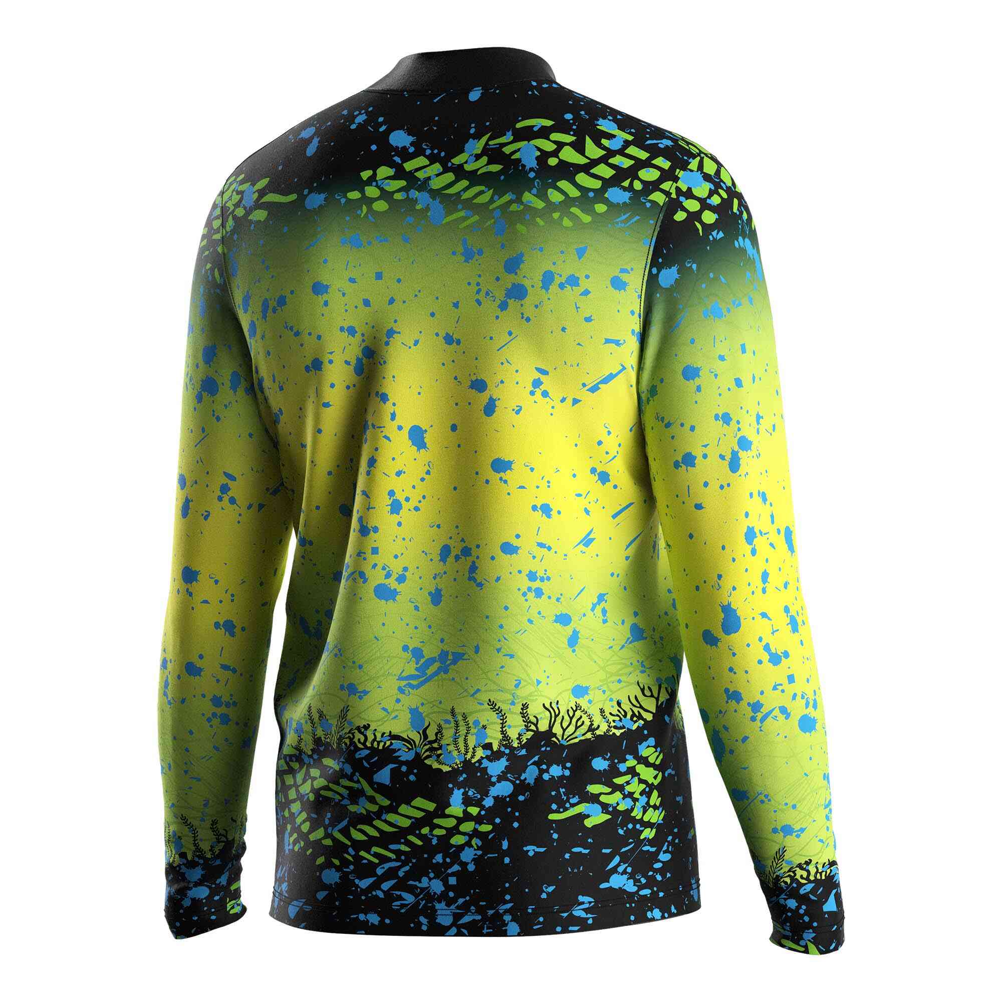 
                Wholesale quarter zip fishing shirts green yellow gradient underwater world Rise fishing