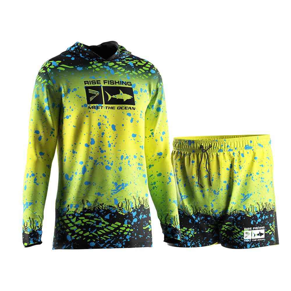 
                2 piece waterproof fishing suit hoodies 3inch shorts wholesale