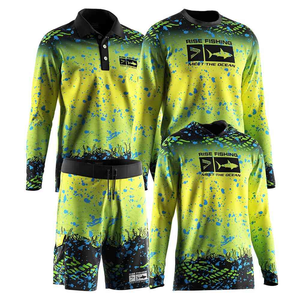 
                4 piece waterproof fishing suit rashguards ls shirts mask hoodies 3inch shorts wholesale