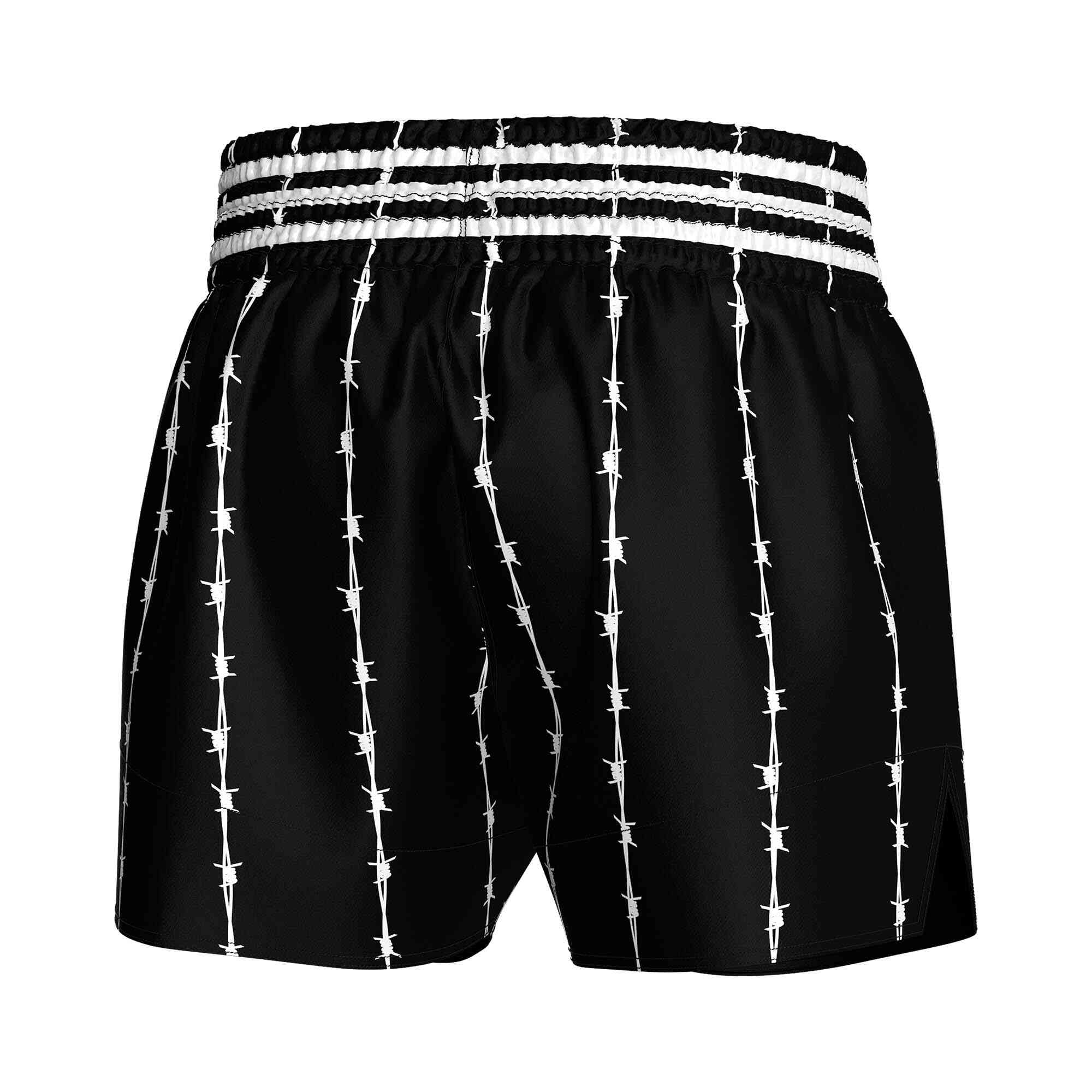 
                Black stripes popular Muay Thai shorts wholesale Rise Muay Thai shorts