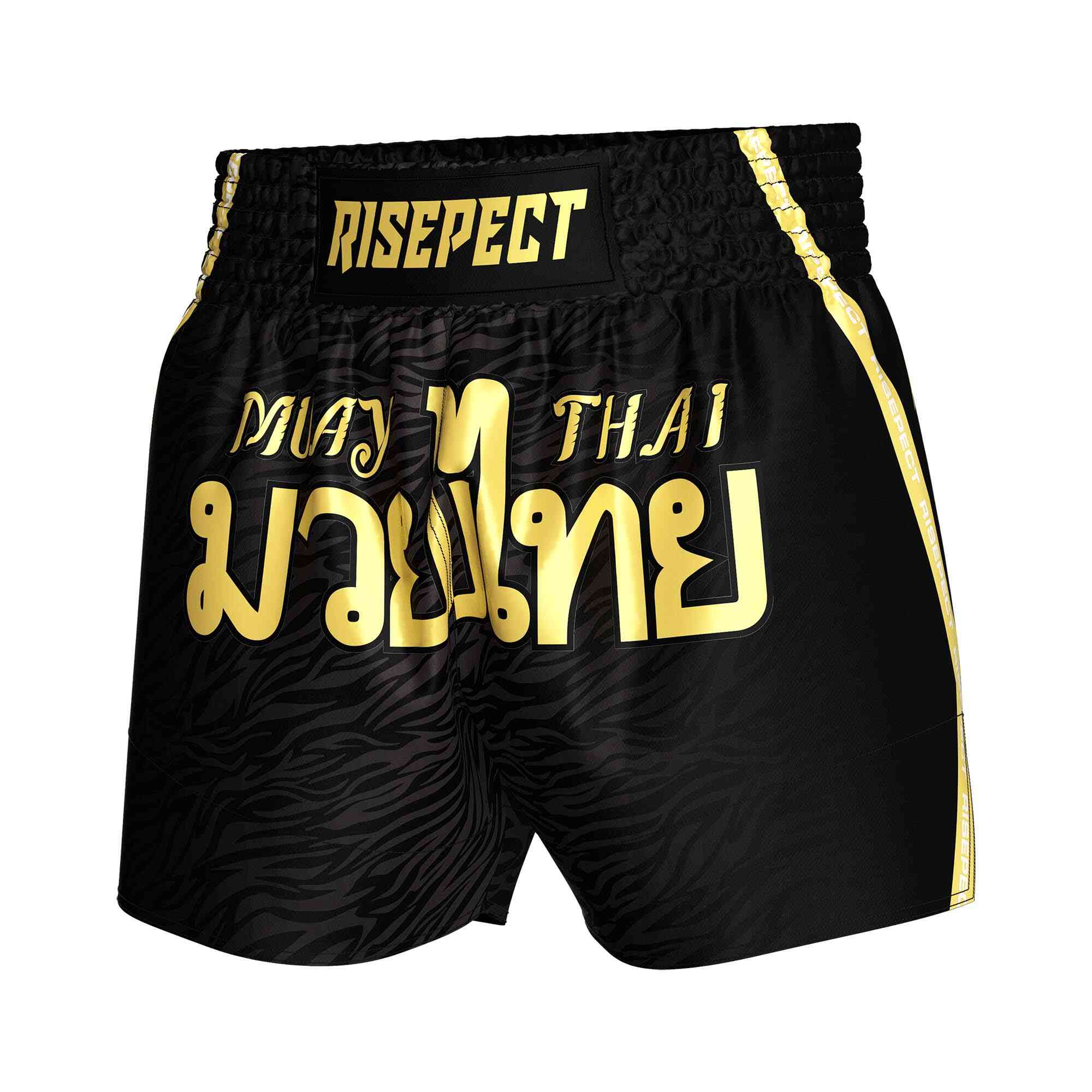 
                Black zebra popular Muay Thai shorts wholesale Rise Muay Thai shorts