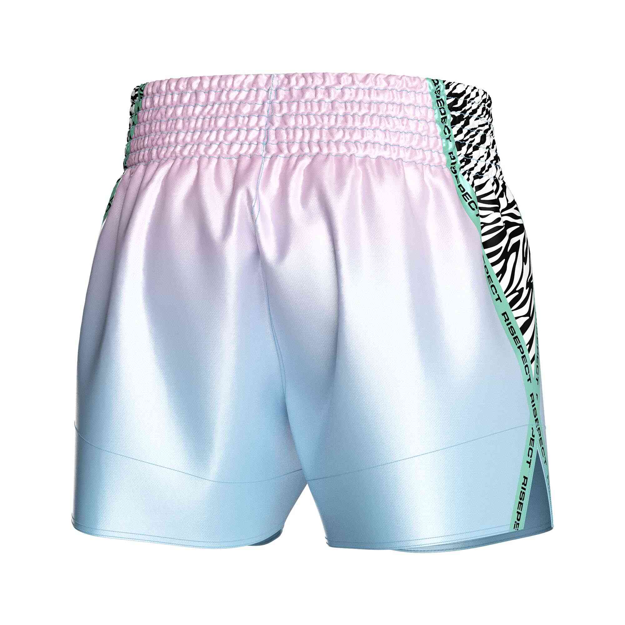 
                Blue-purple bright sublimated popular Muay Thai shorts Rise Muay Thai shorts