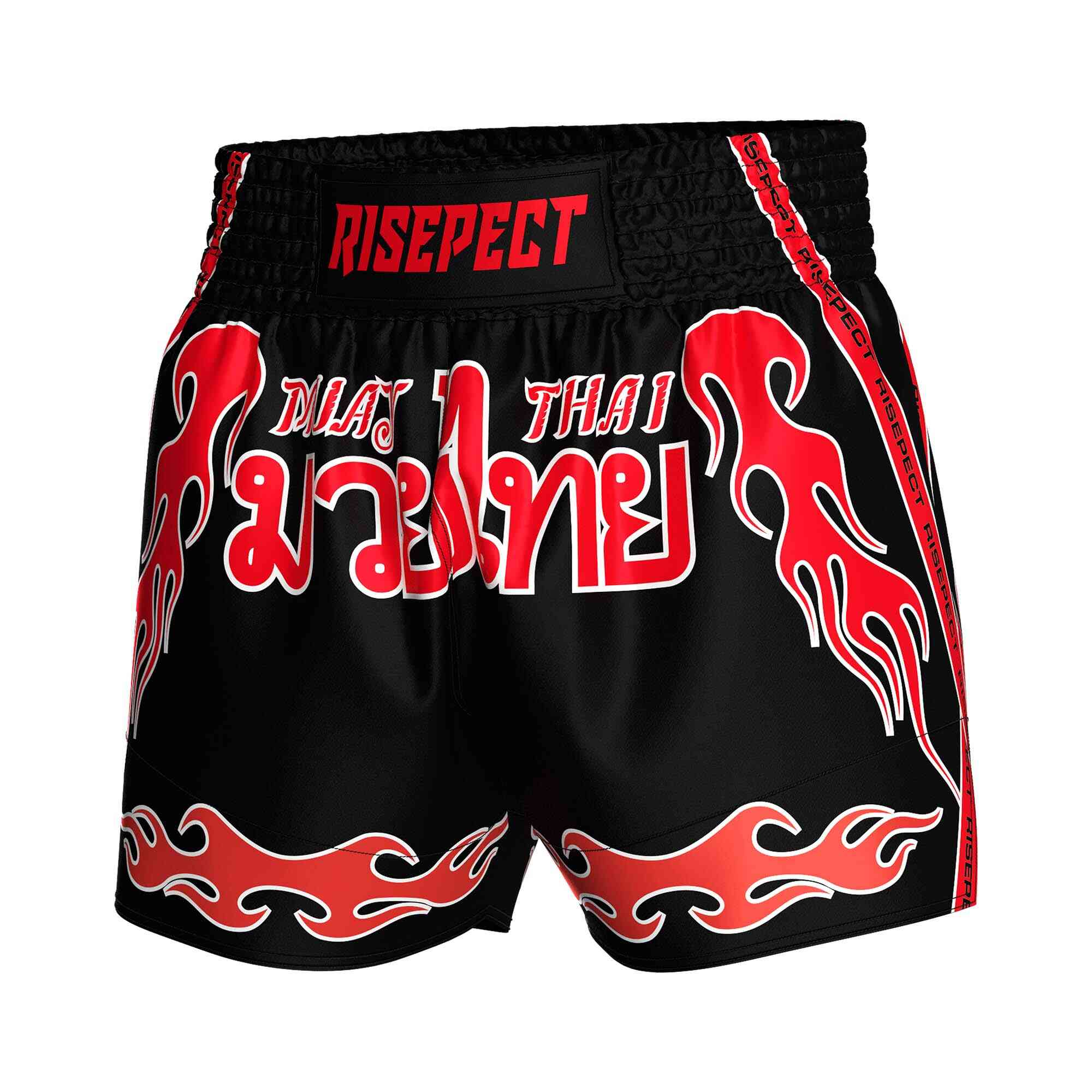 
                Red auspicious cloud sublimated popular Muay Thai shorts Rise Muay Thai shorts