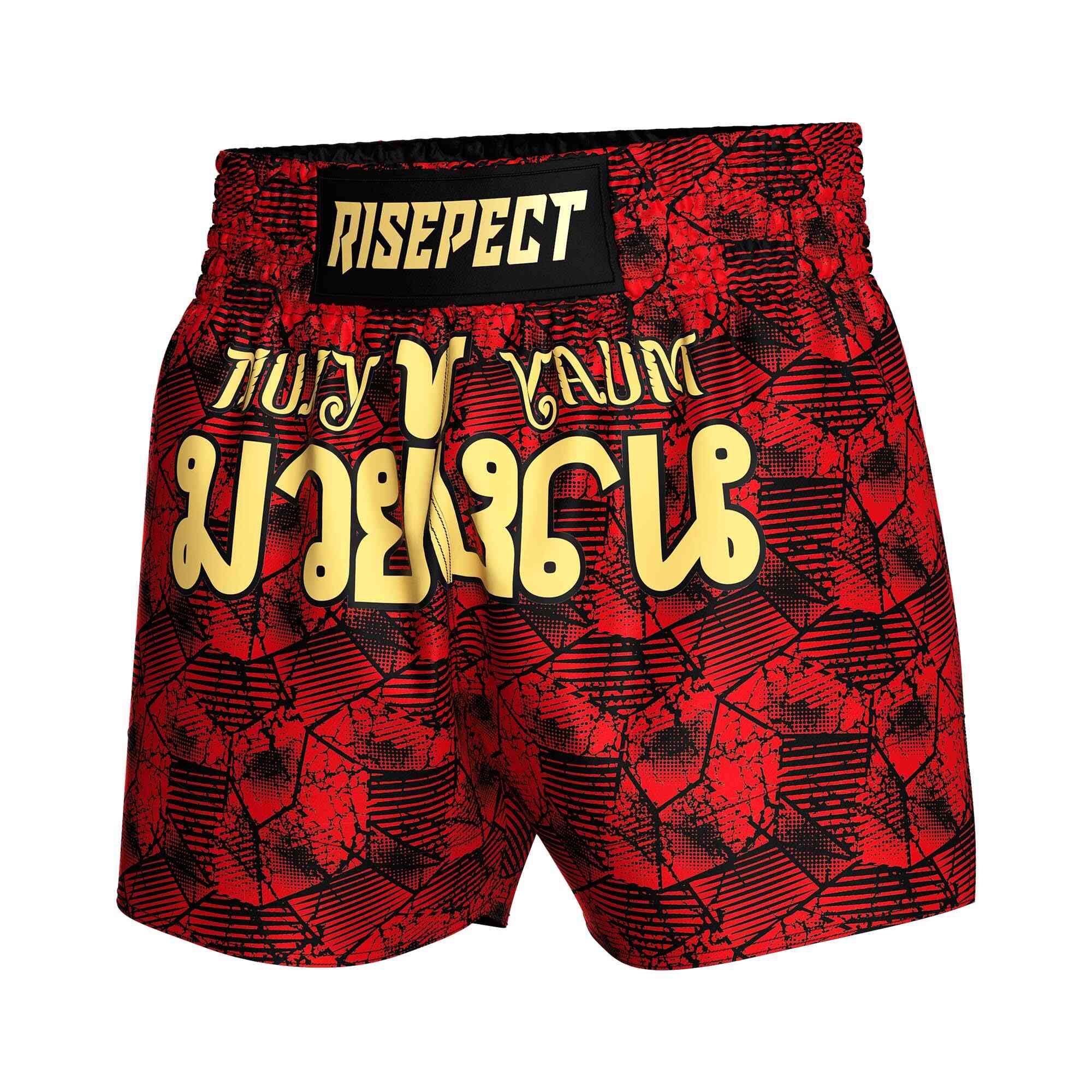 
                Red camouflage sublimated popular Muay Thai shorts Rise Muay Thai shorts