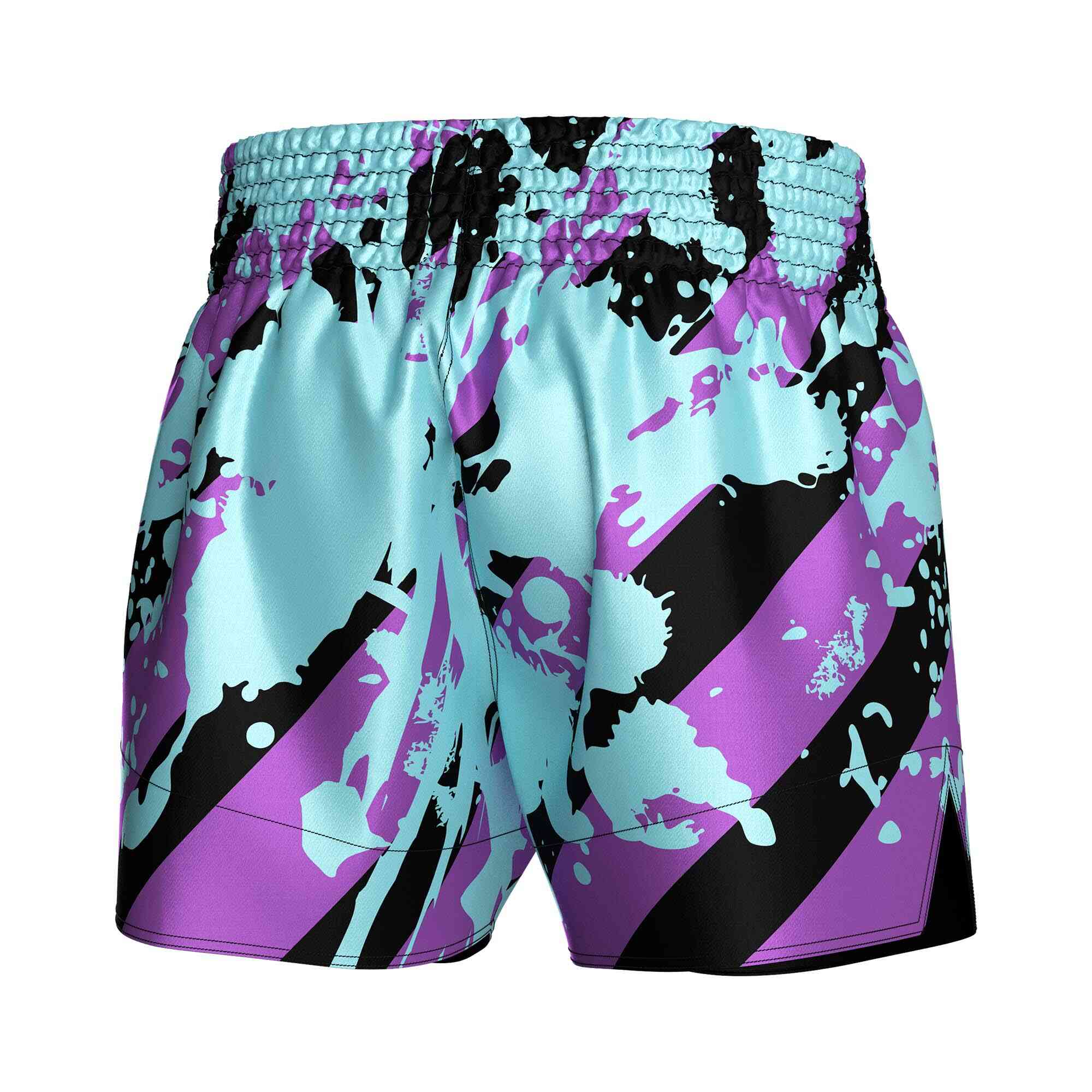 
                Stylish purple blue camou popular Muay Thai shorts Rise Muay Thai shorts