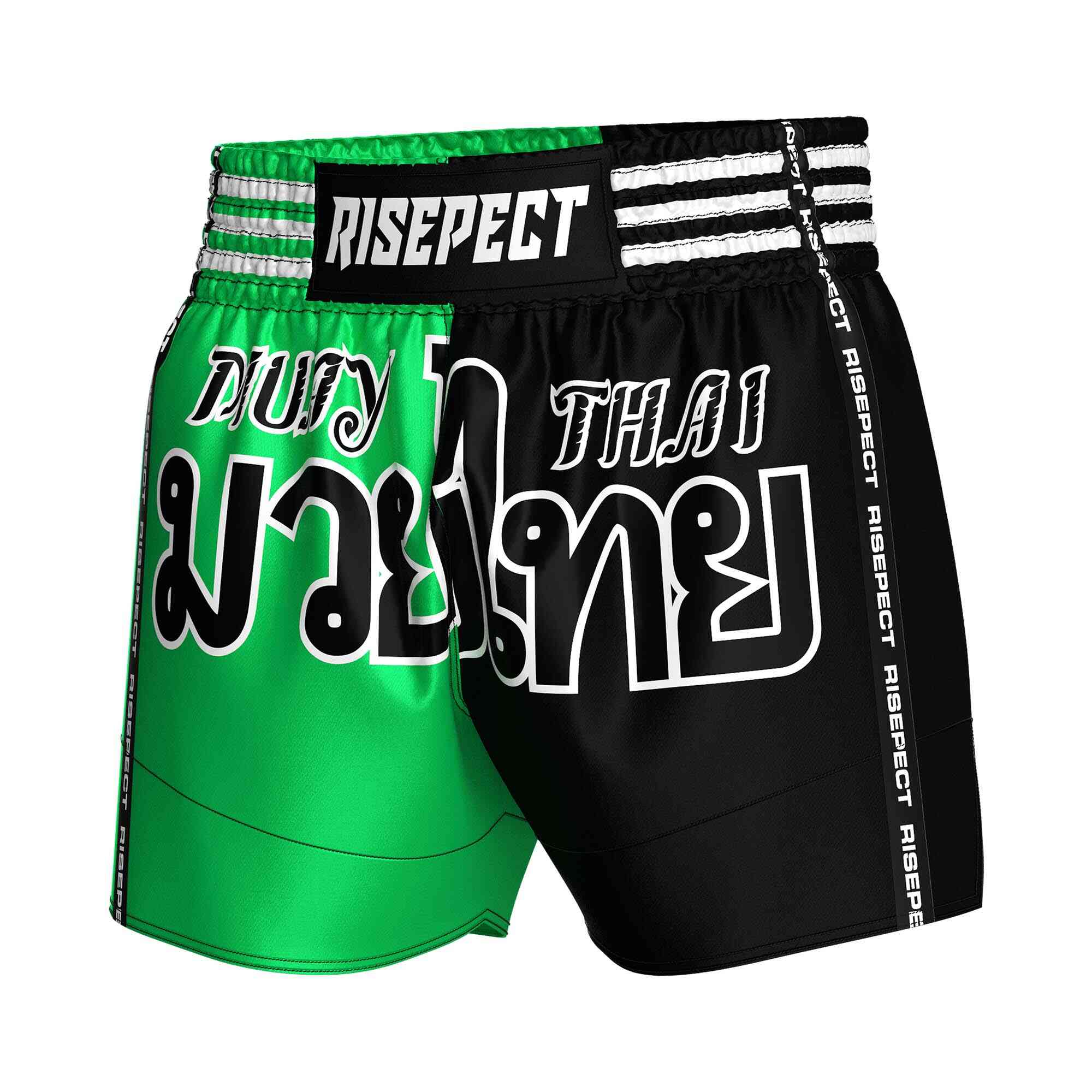 
                Two-colors green black popular Muay Thai shorts wholesale Rise Fight shorts