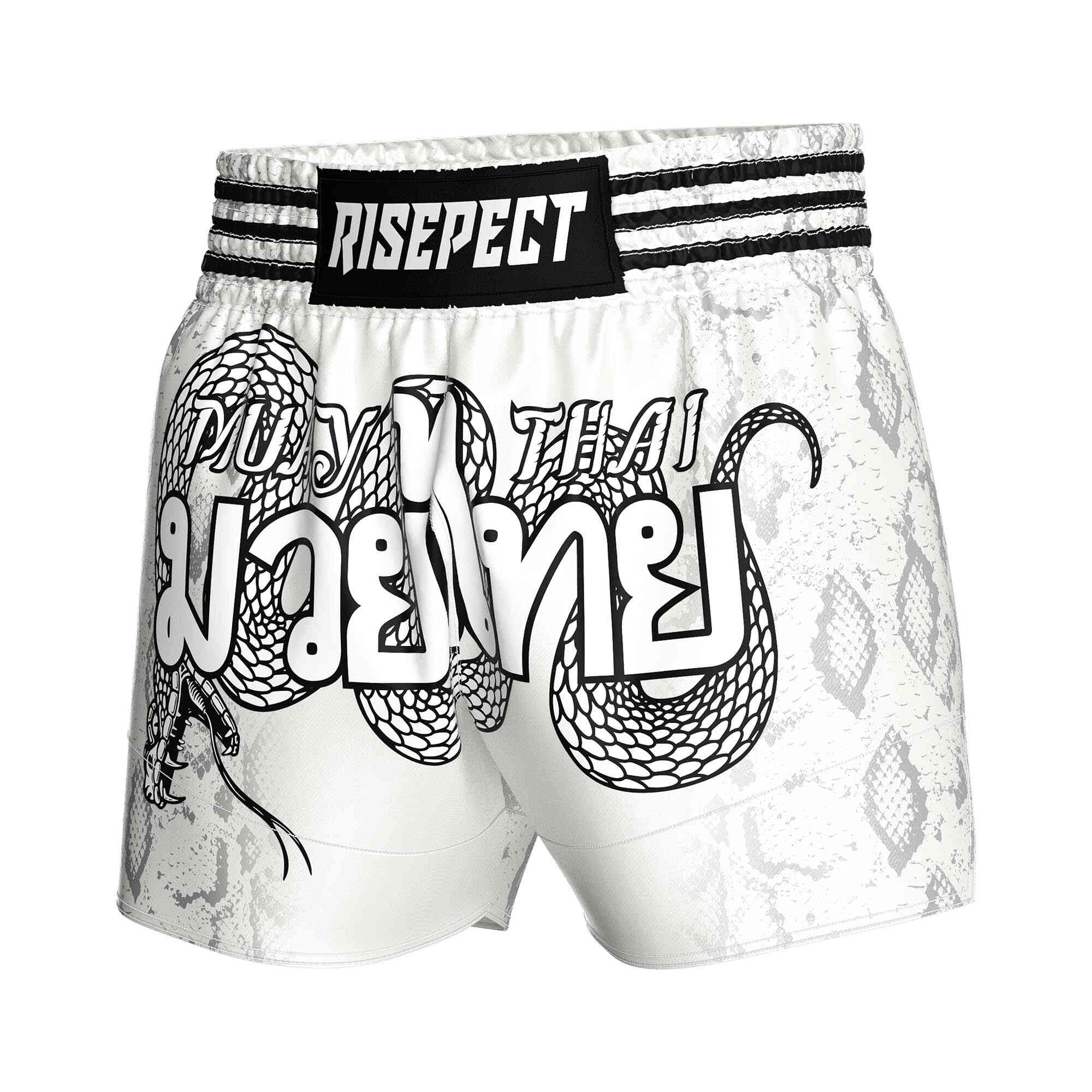 
                White python sublimated popular Muay Thai shorts Rise Muay Thai shorts