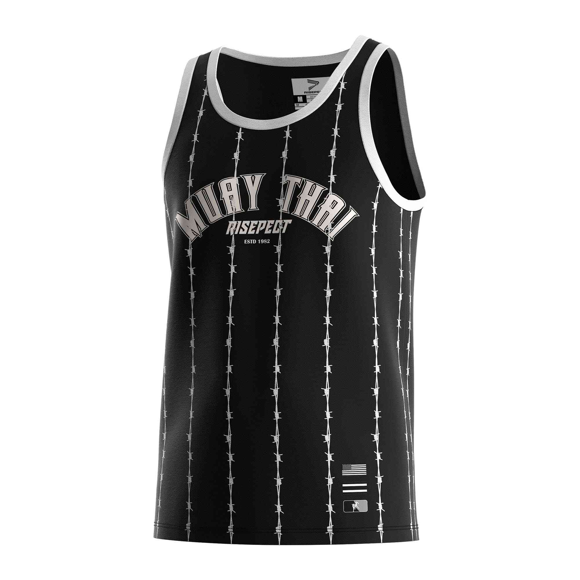 
                Black stripes Muay Thai singlets wholesale tank tops Rise